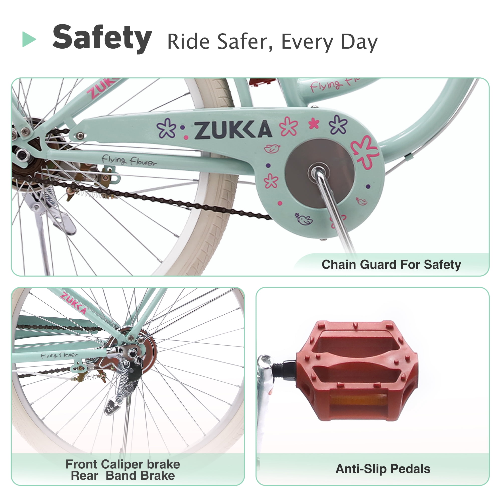MEGHNA 24 inch Cruiser Bike Single Speed Steel Frame with Woven Basket (Green, 24 in) 9agsg