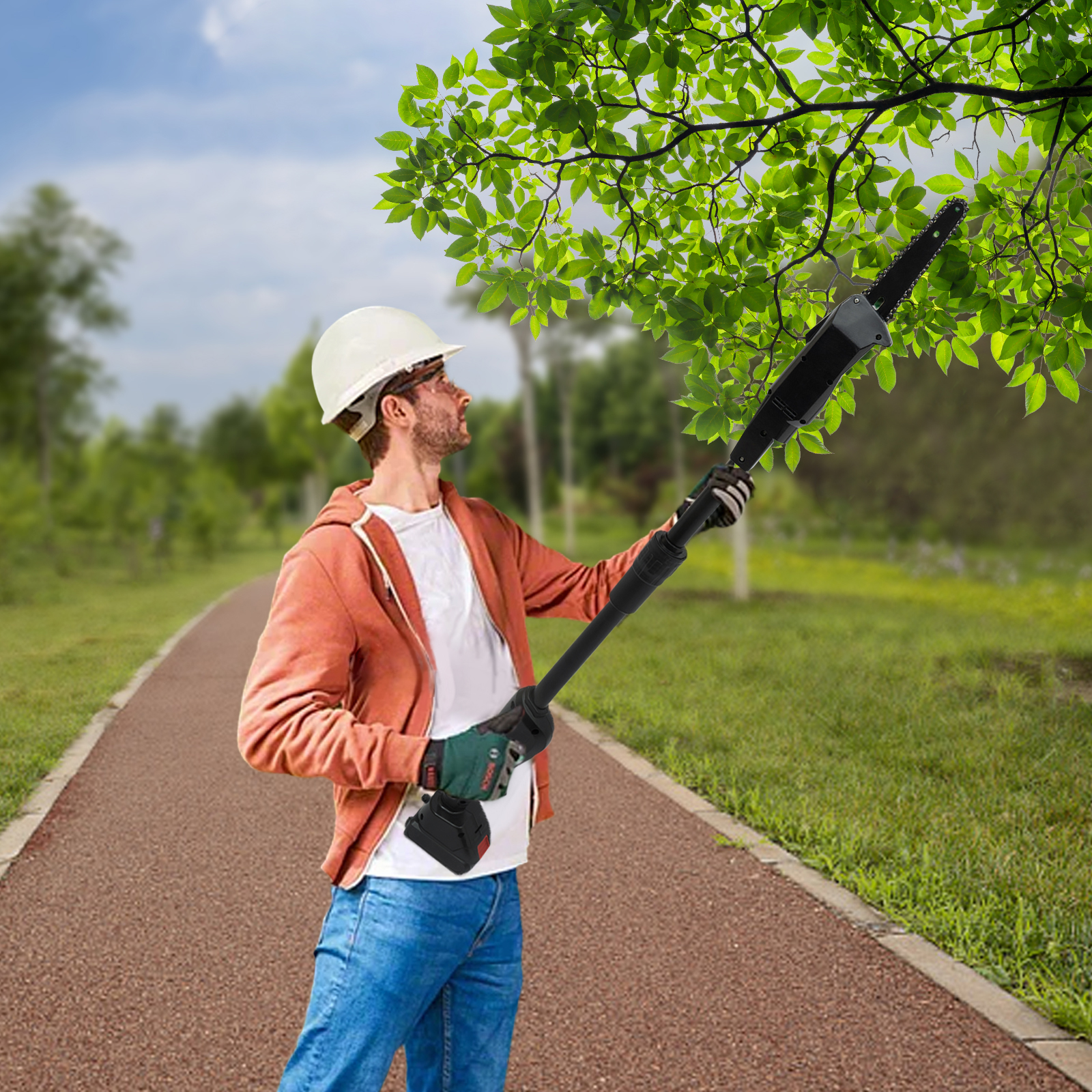 ChicHomey Cordless Electric Pole Saw, High-Efficiency Garden Pruning Tool with Adjustable Length (Black, 4.1 ft) o4bmd