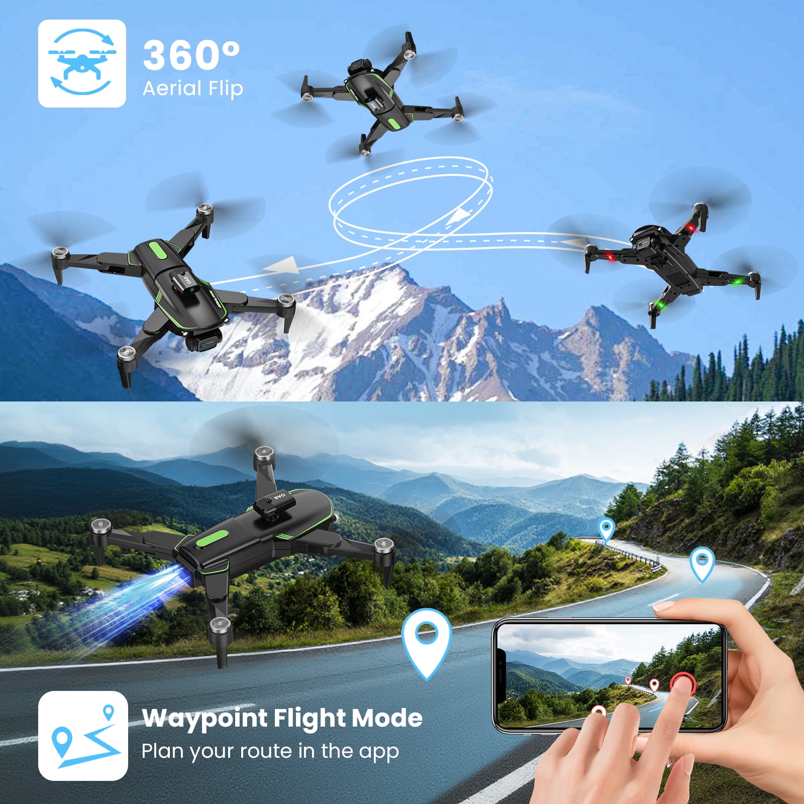 VILINICE 1080P FPV Quadcopter Drone with Dual Cameras, Brushless Motor, Obstacle Avoidance, Foldable Design (Black, 1 Pack) 1wxrh - Image 6