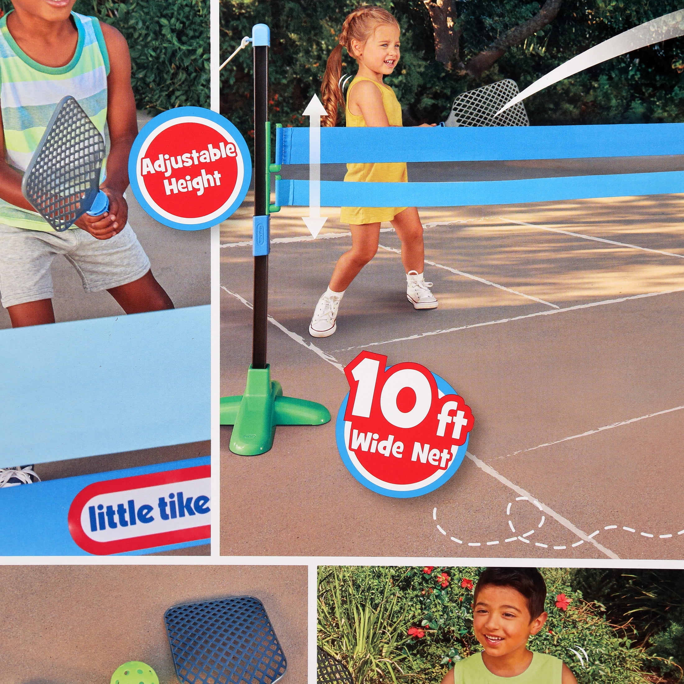 Little Tikes TotSports Pickleball Set, Adjustable Height Net with Paddles and Balls (Blue, 10 ft) evn64