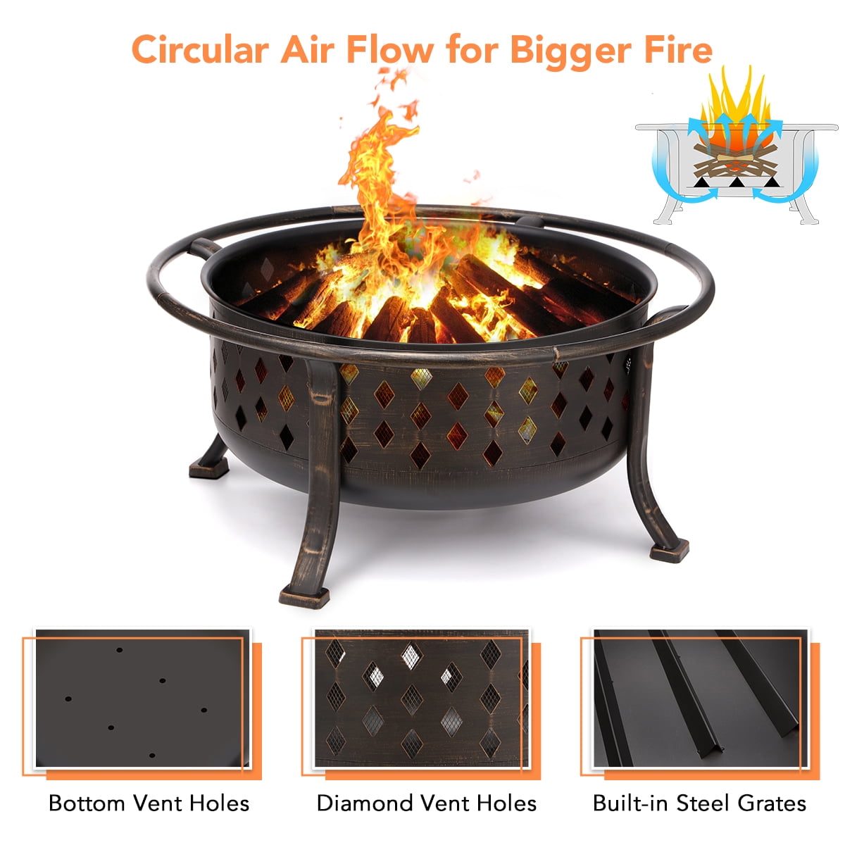 KingSo Wood Burning Fire Pit for Outdoor Patio and Backyard (Oil-Rubbed Bronze, 36 in) z9ys8