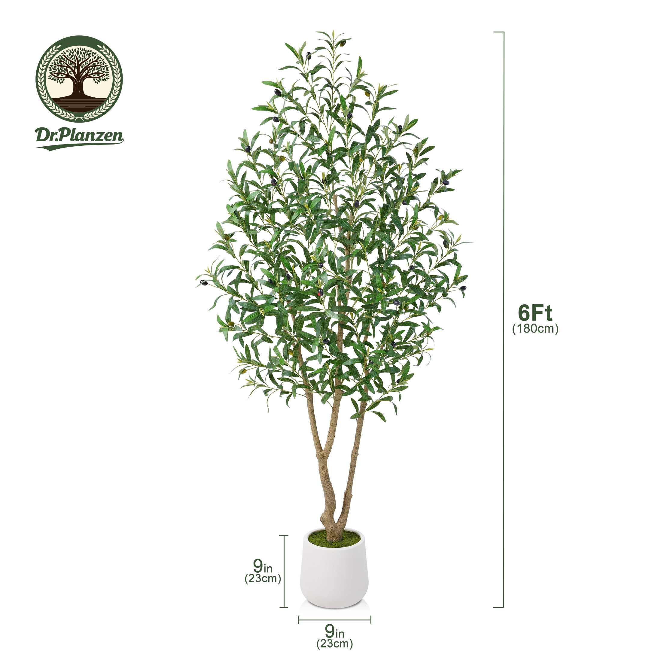 DR.Planzen 6ft Artificial Olive Tree, UV Resistant Faux Plant for Indoor and Outdoor Decor (White Planter, 6 ft) xyujg