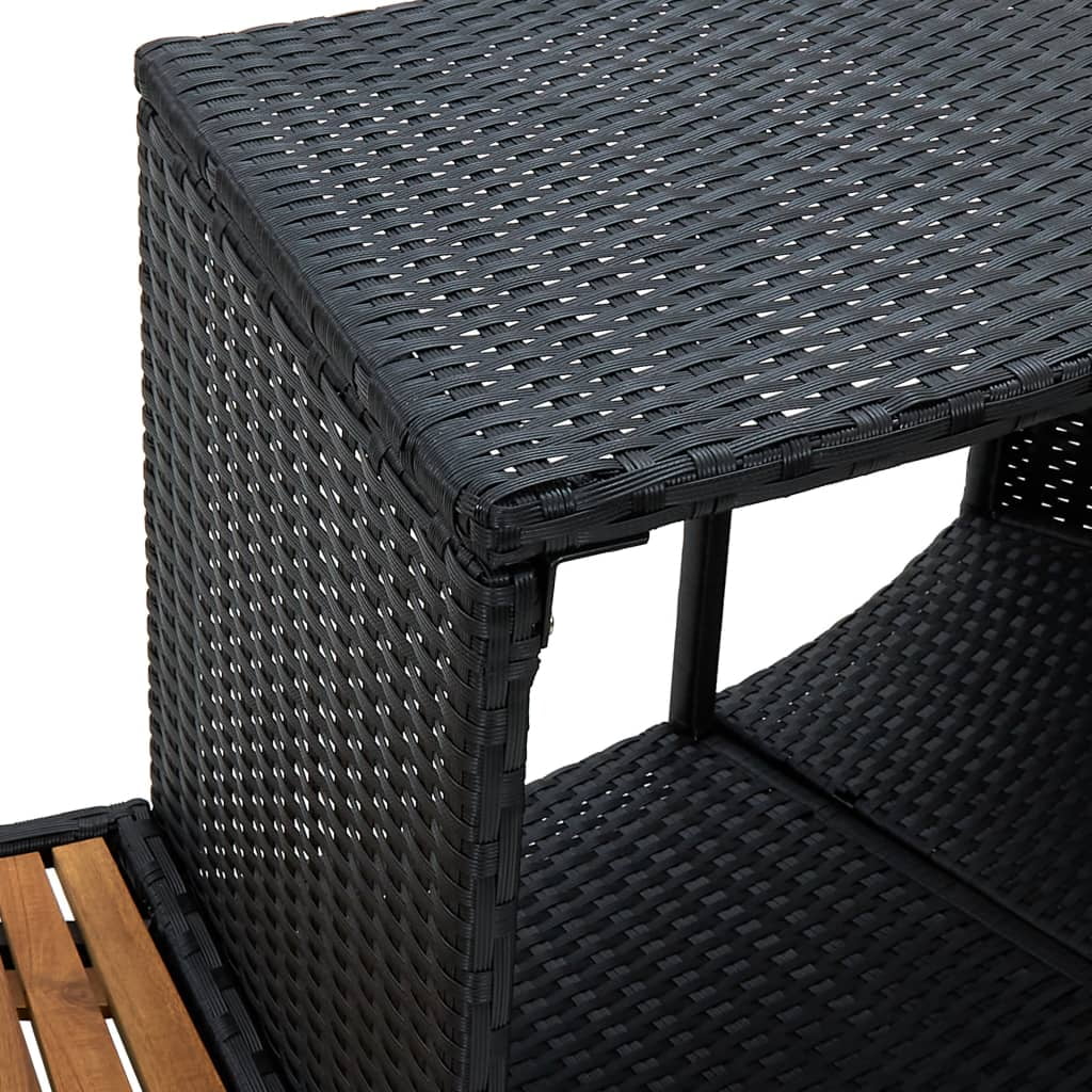 vidaXL Spa Surround Furniture Set with Poly Rattan and Acacia Wood (Black, 113.8 in x 48.8 in x 22 in) wllza