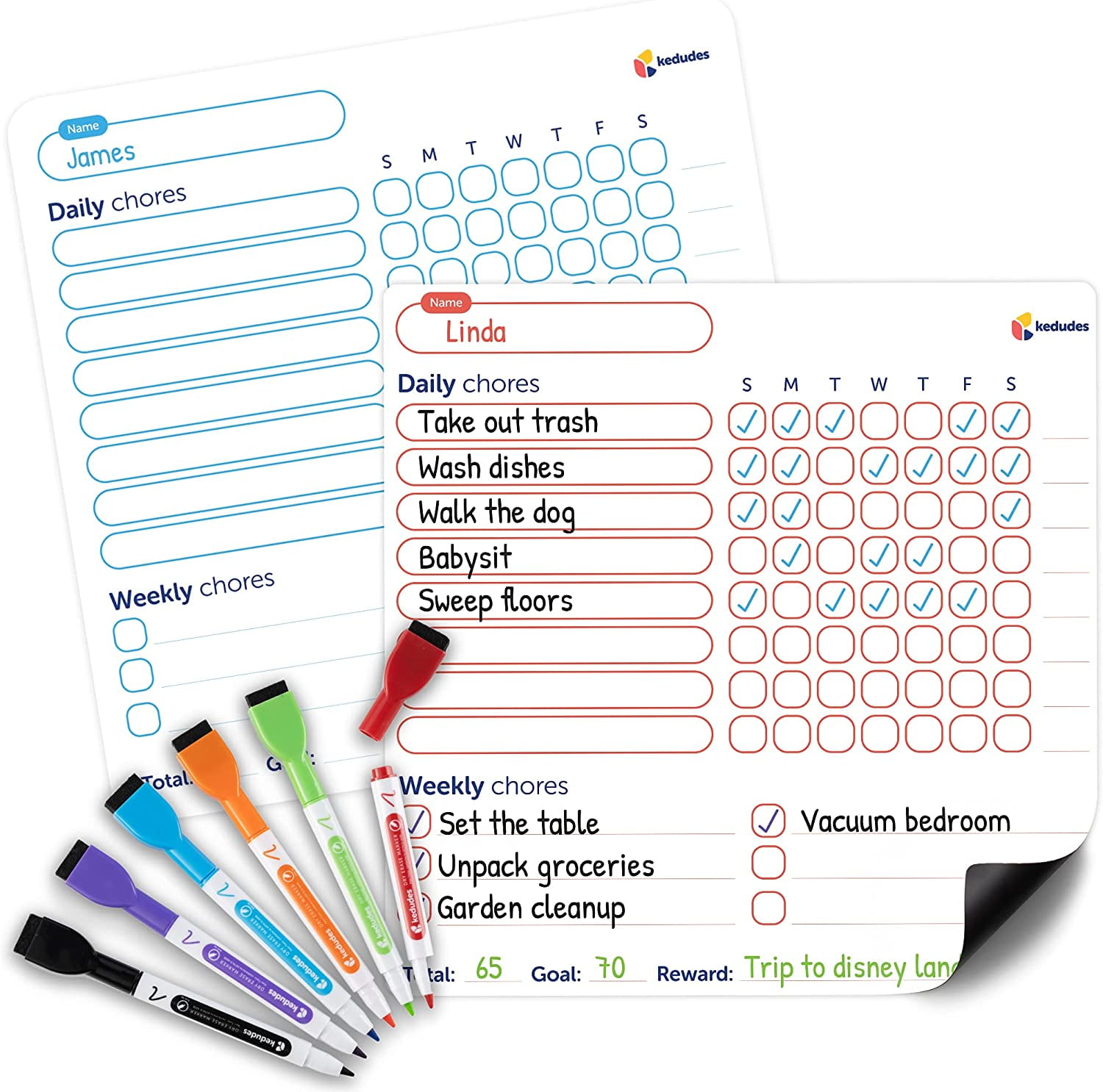 KEDUDES Magnetic Dry Erase Whiteboard Set with Colored Markers and Eraser Caps (White, 10 in x 10 in) 9zqhp