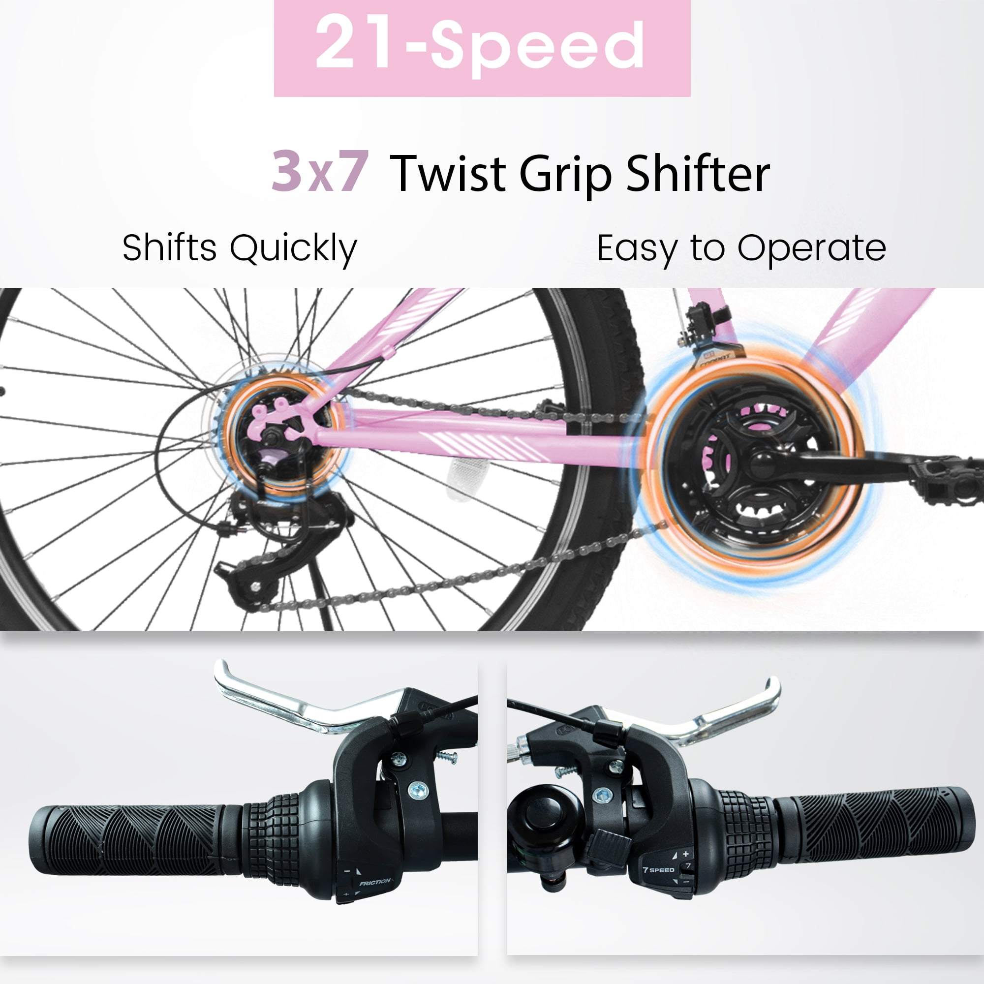 TheEshow Mountain Bike (24 in, Pink) xulm6