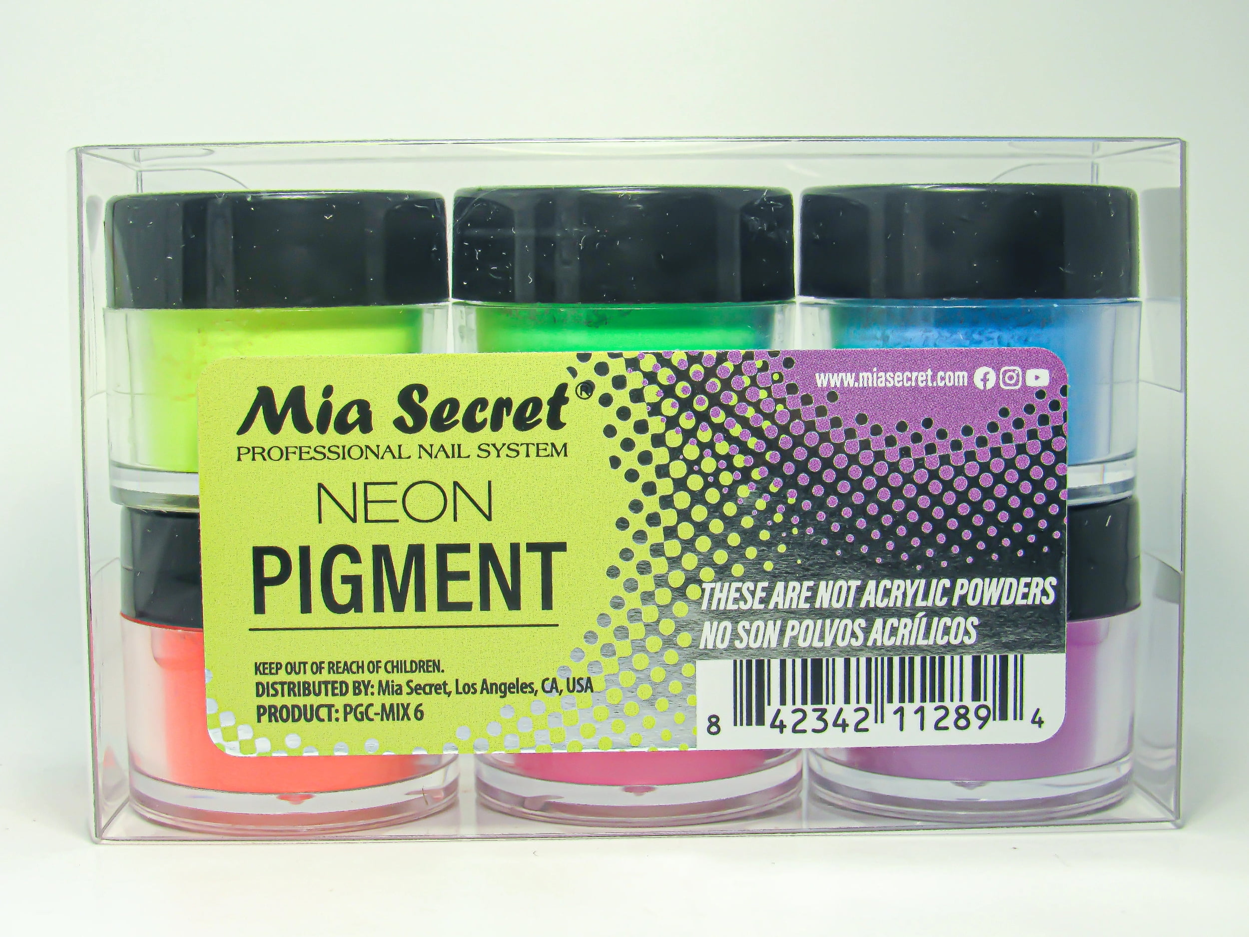 Mia Secret Neon Pigment Powder Set for Nail Art (Neon, 6-Piece Collection) ef762
