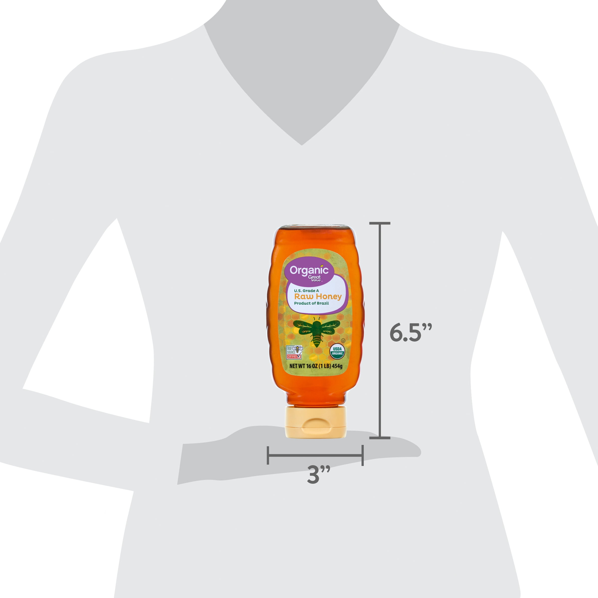 Great Value Organic Strained Raw Honey (Natural Sweetener, 16 oz) daulr