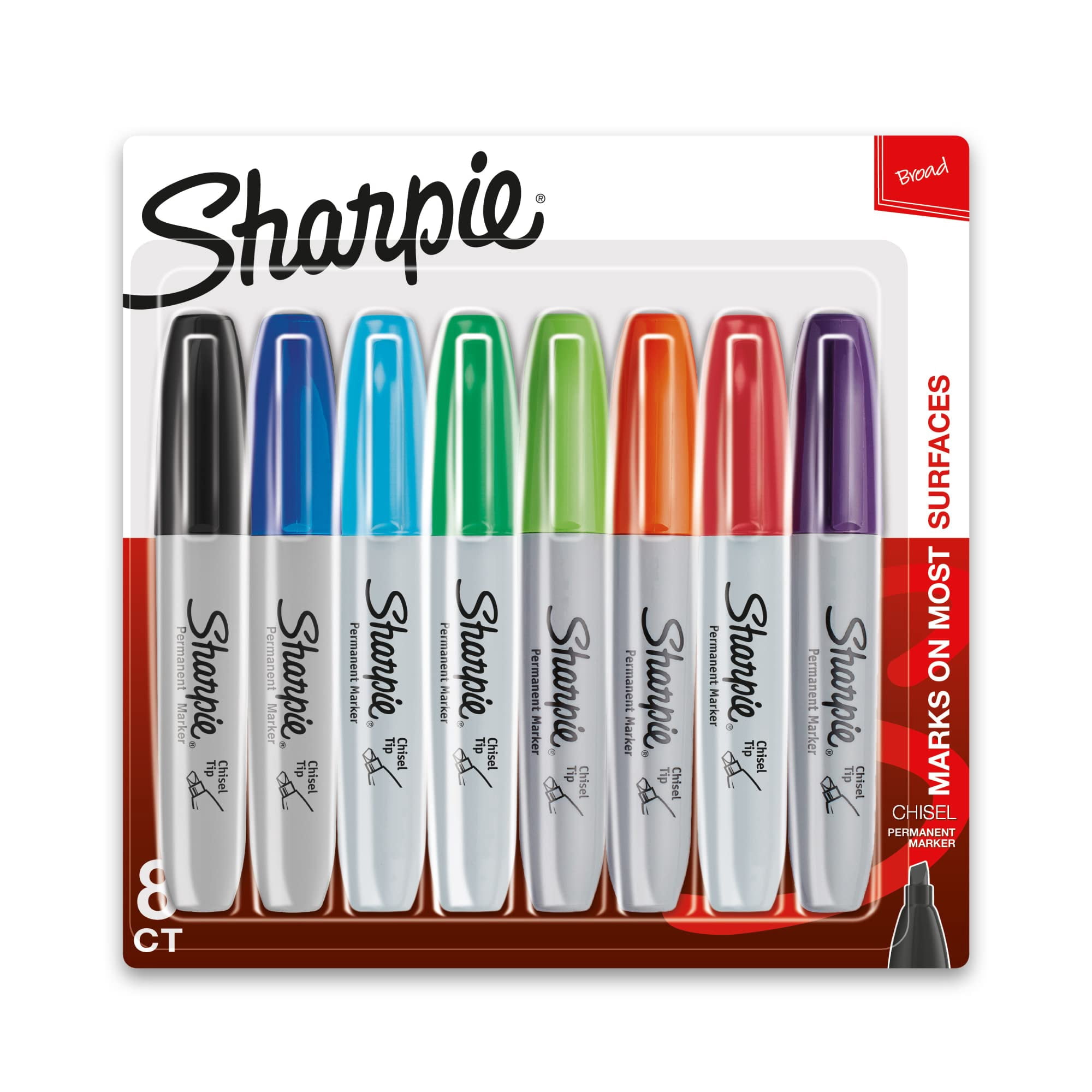 Sharpie Permanent Markers, Chisel Tip, Assorted Classic Colors (8 Count) xl5ra