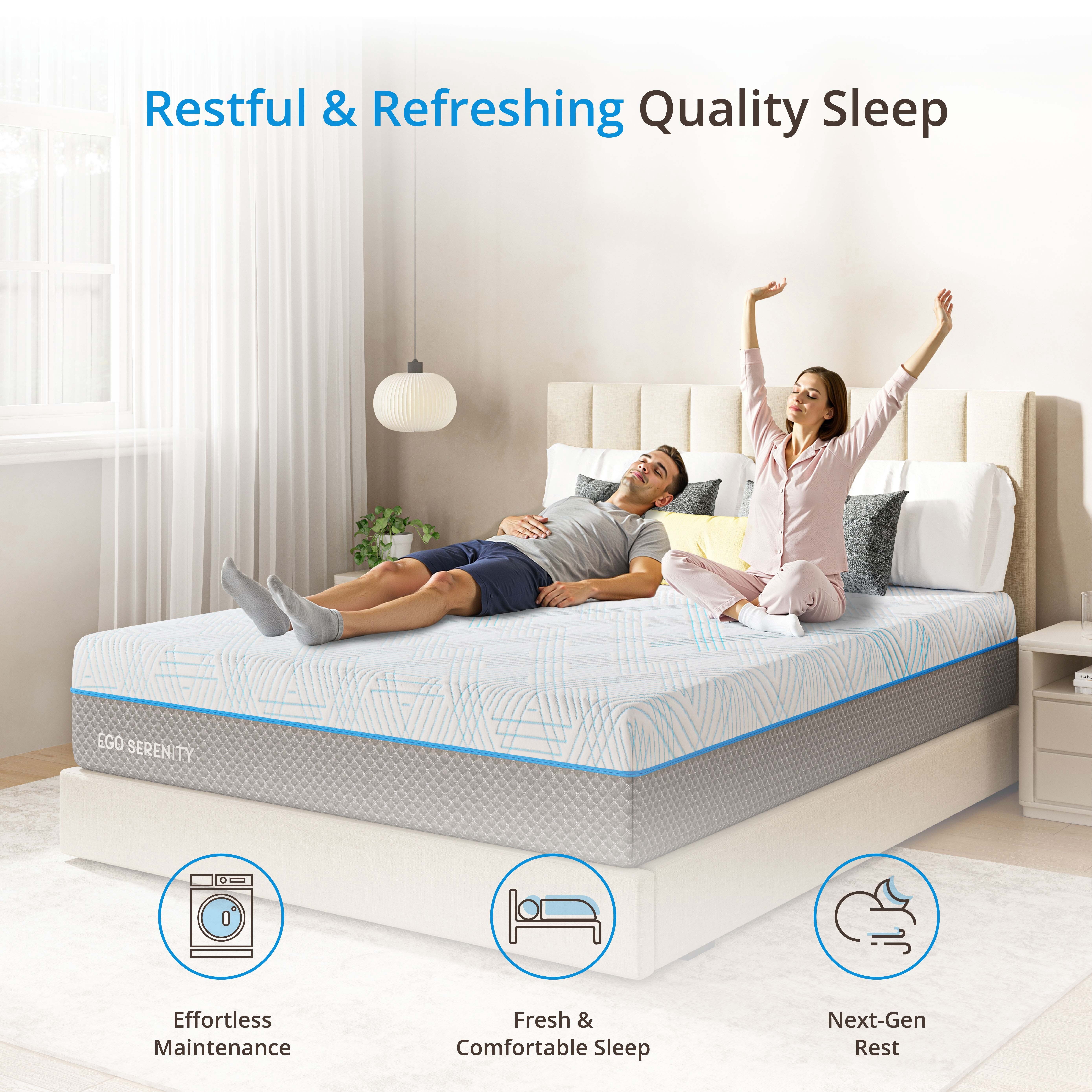 EGOHOME Serenity Queen Mattress, 10 in Gel Memory Foam Mattress, Medium-Firm Support (Queen) 62at4