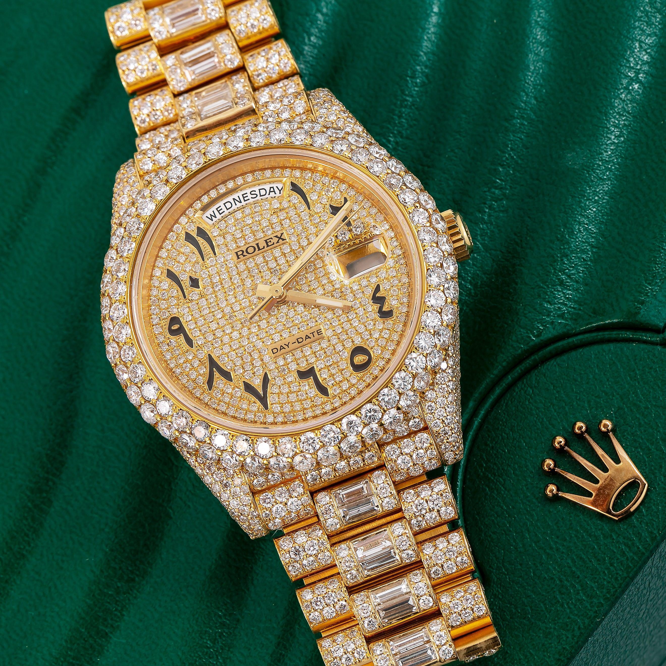 Rolex Day-Date 40mm 228238 18K Yellow Gold Diamond Paved Eastern Arabic Dial President Watch (40mm) 3nh2b
