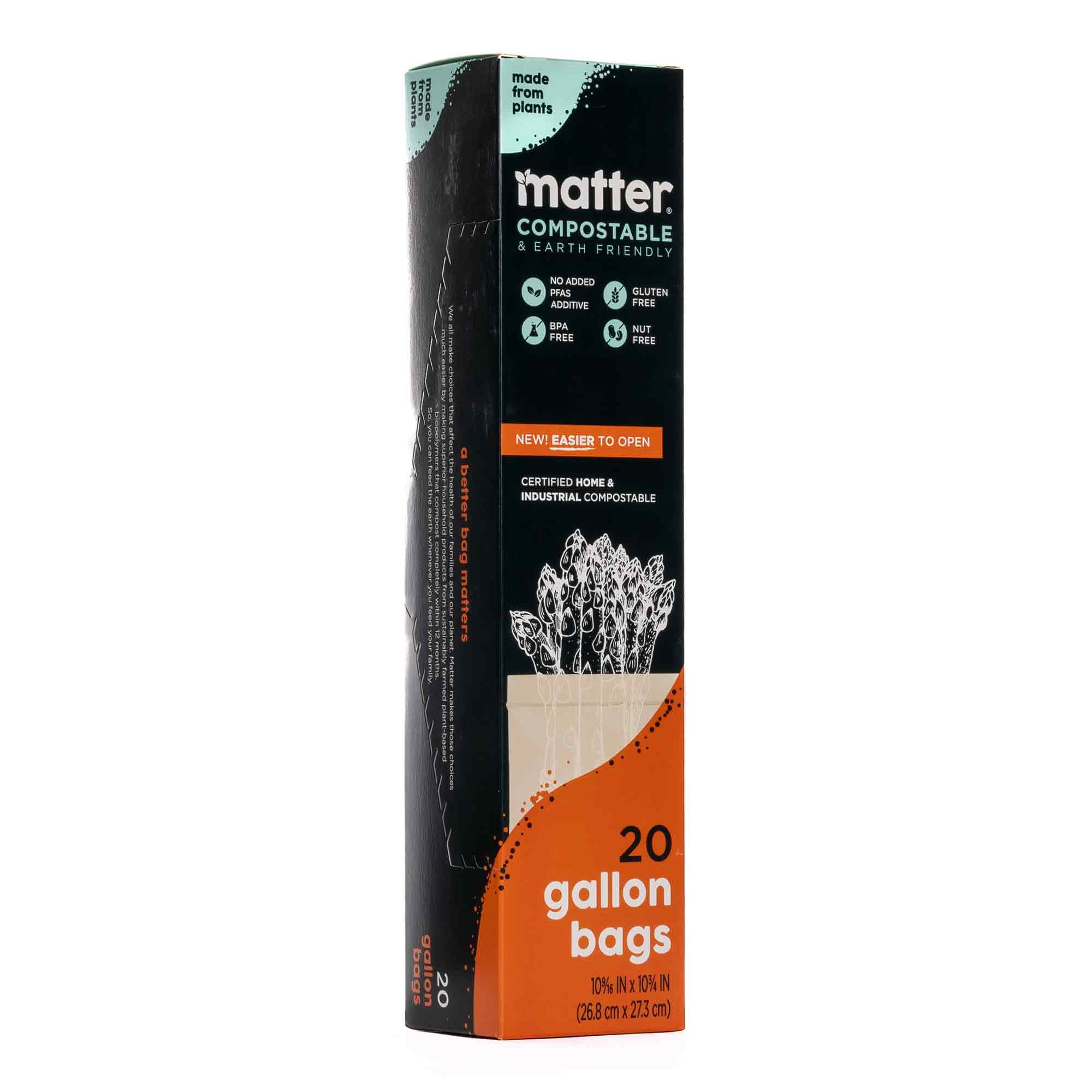 Matter Compostable Gallon Food Storage Bags (Clear, 60 Count) 2n41i