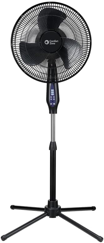 Comfort Zone 16-Inch Oscillating Pedestal Fan with Remote Control (Black, 48 in Height) o80am