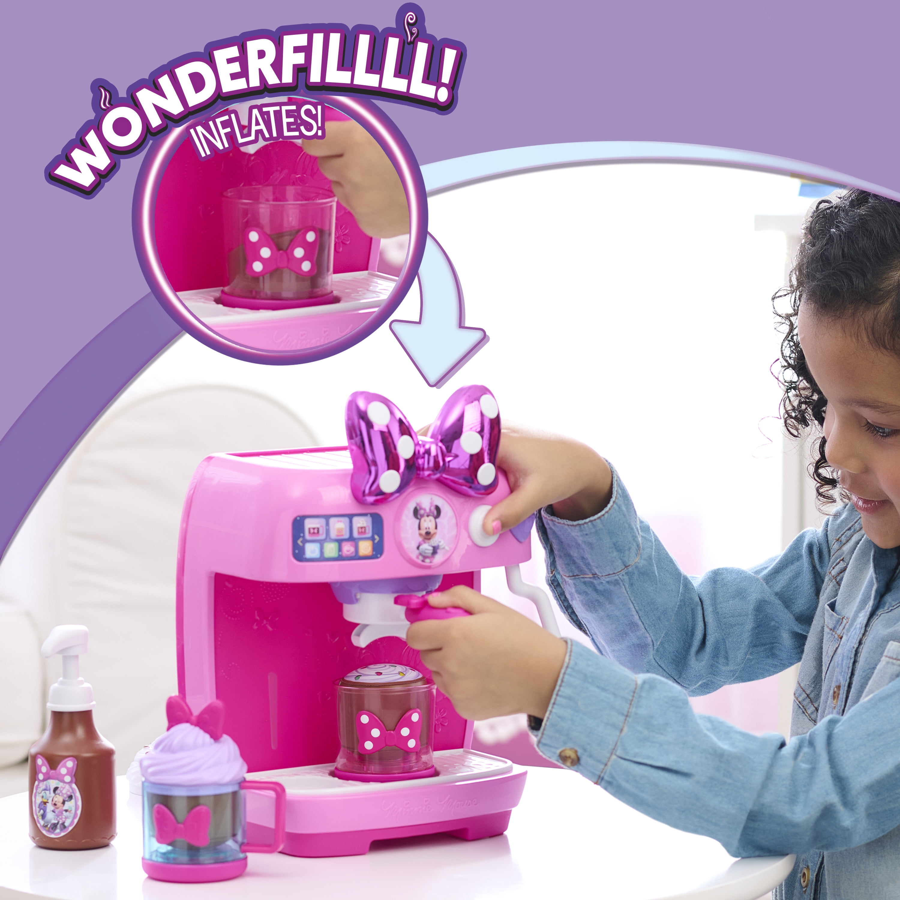 Minnie Mouse Rise & Shine Bowrista Play Espresso Machine Set (Pink, 10 in) molez