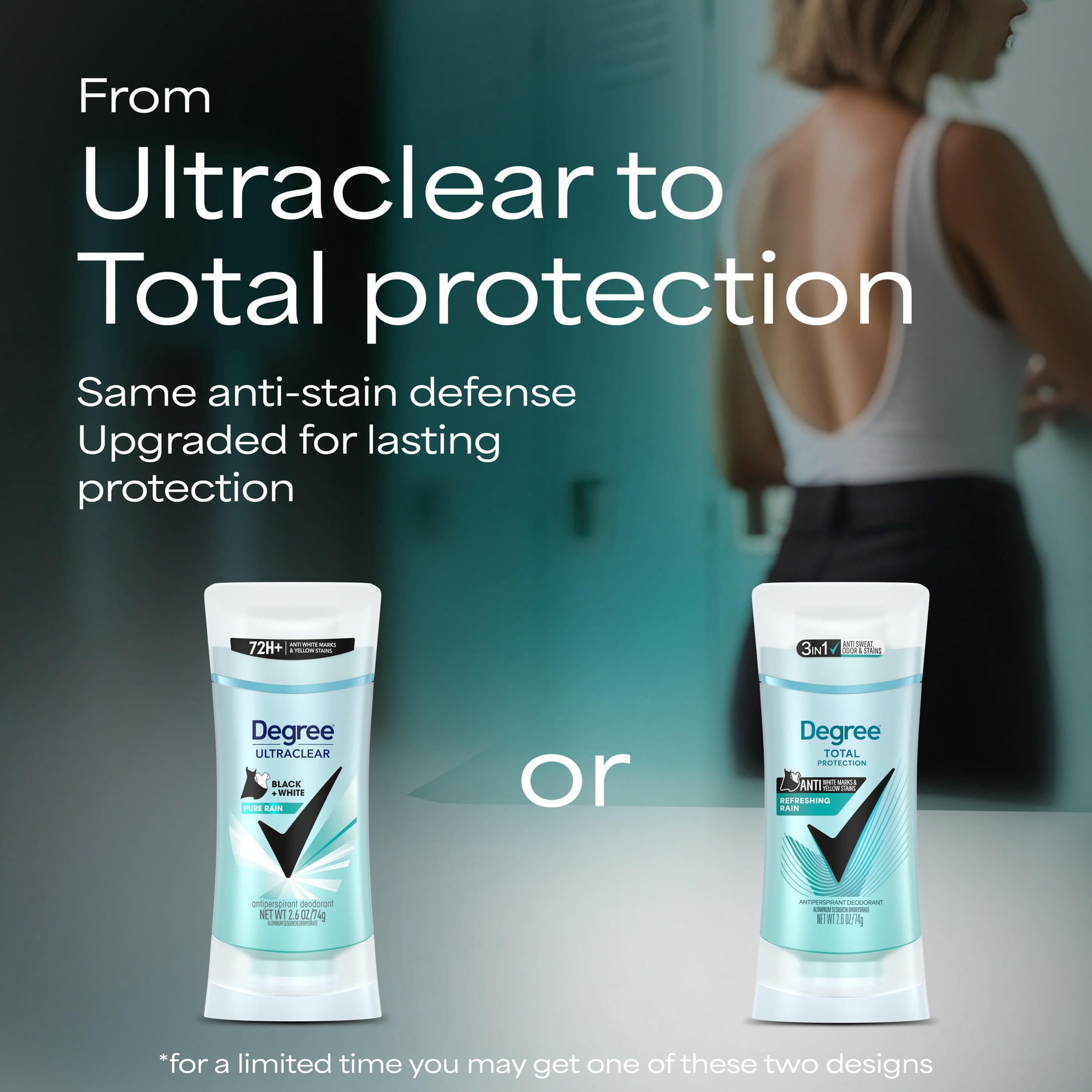 Degree UltraClear Antiperspirant Deodorant Pure Rain Anti-Stain Protection (White, 2.6 oz) j4wbc