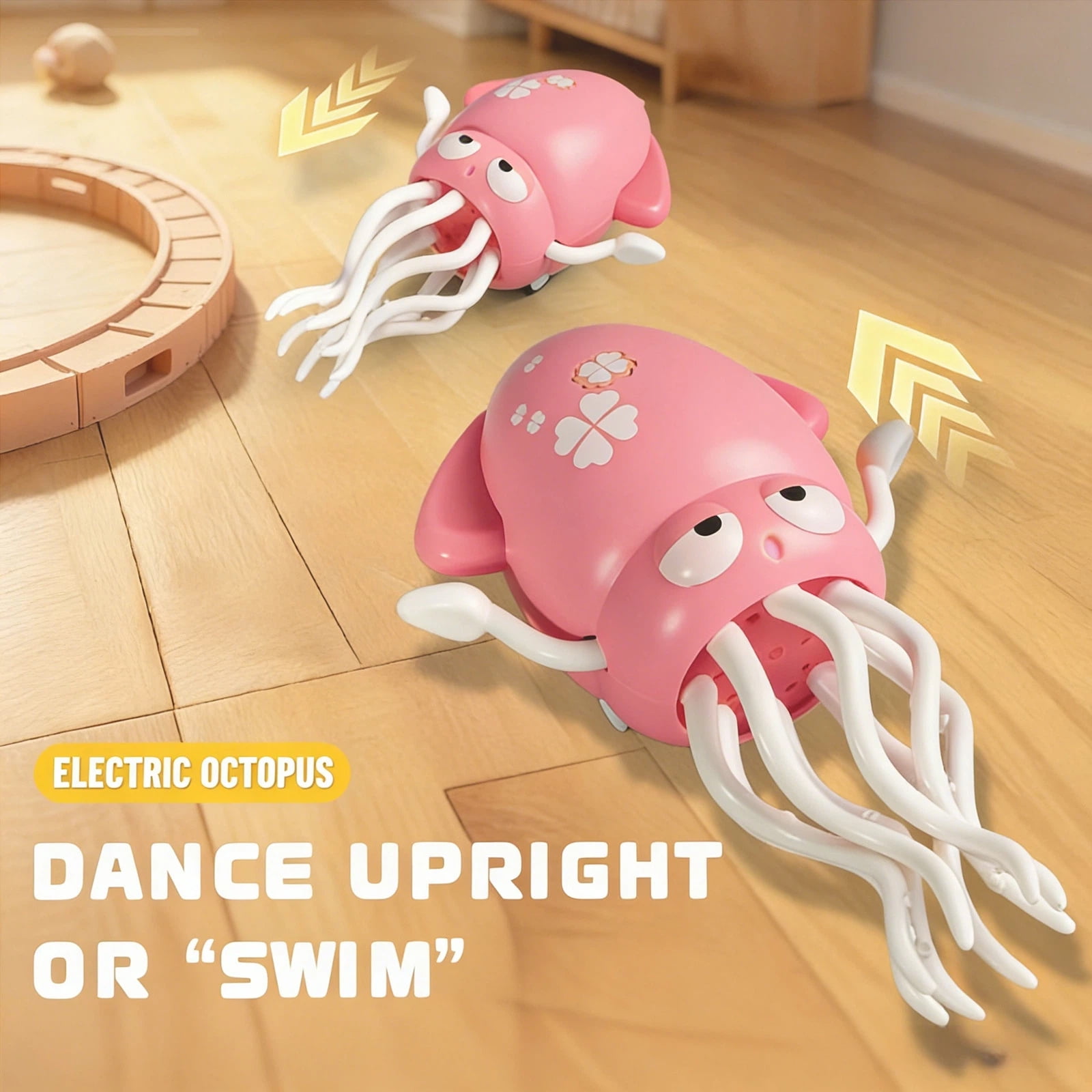 DIDUBUY Electric Dancing Octopus Crawling Toy with LED Lights and Music (Pink, 1 Pack) 0b2eq