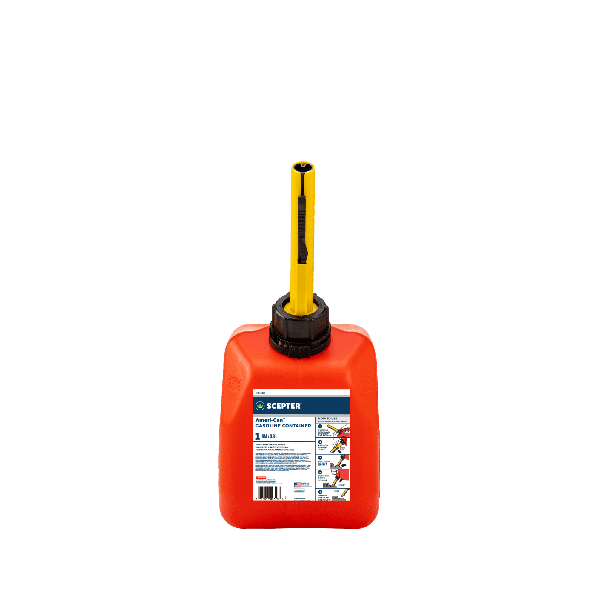 Scepter Ameri-Can Fuel Container with Easy-Flo Spout (Red, 1 gal) okop5