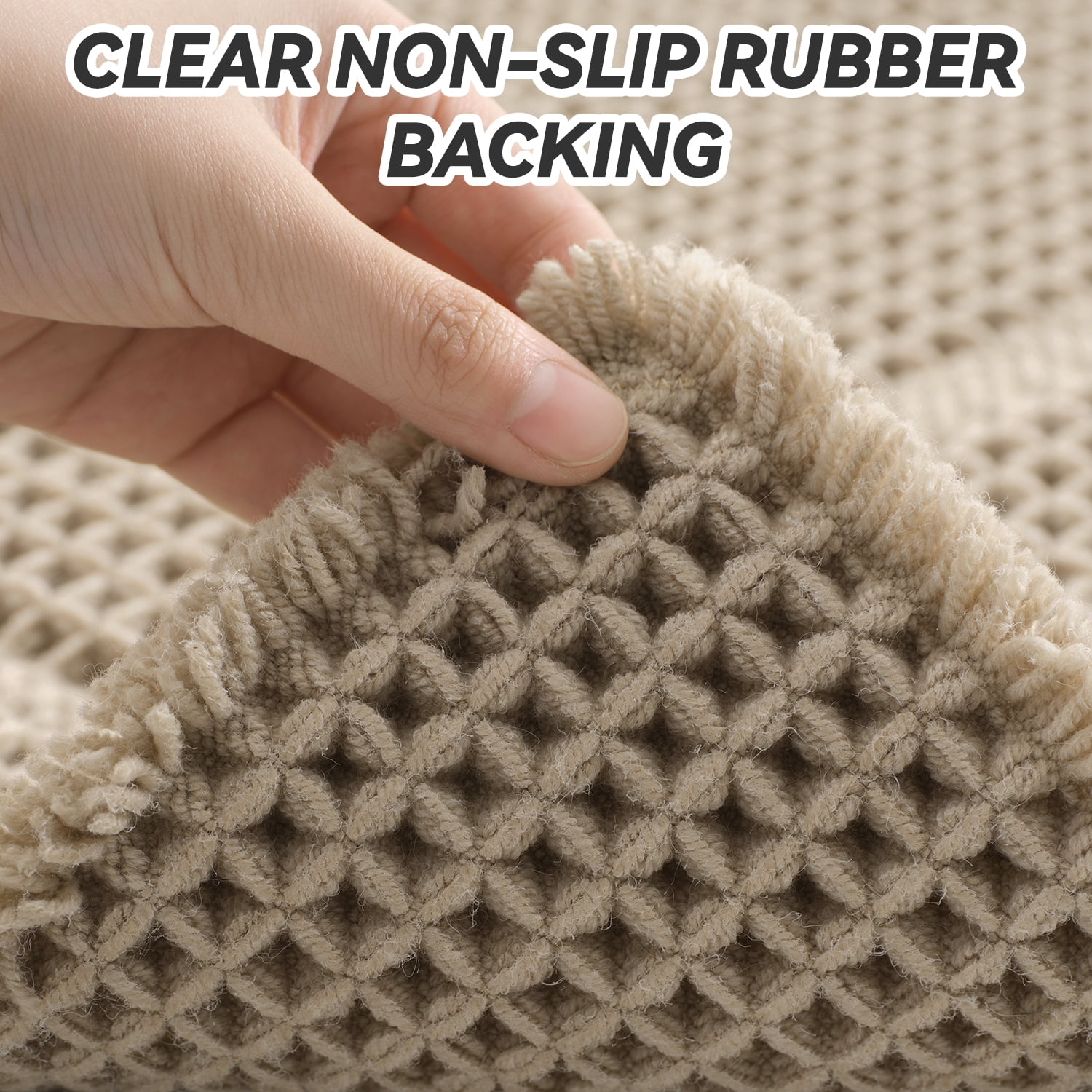 SIXHOME Waffle Bath Mat, Soft Absorbent Non-Slip Bathroom Rug with Rubber Backing, Boho Tassel Style (Brown, 18 in x 30 in) vpumd