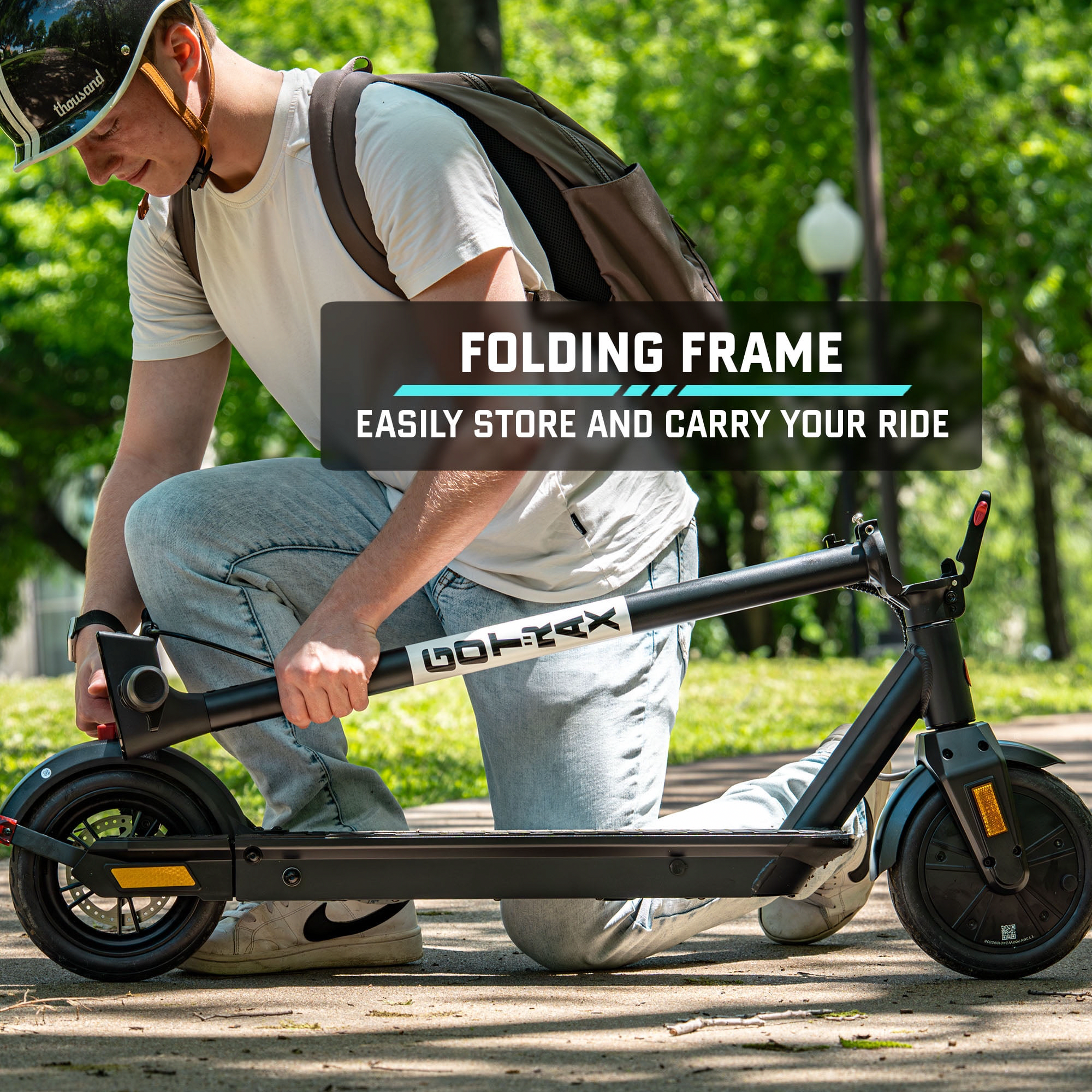 GOTRAX Fusion Electric Scooter, Foldable Commuter Scooter with 300W Motor, 18 MPH Max Speed, 14 Mile Range, 8.5 in Honeycomb Tires (Black) obl30