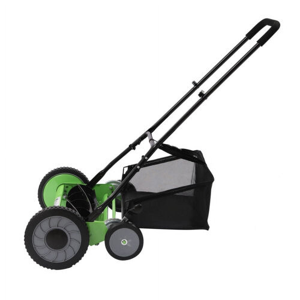 Generic Manual Reel Mower 5-Blade Push Lawn Mower with Adjustable Cutting Height (Black, 20 in) 4zzk6