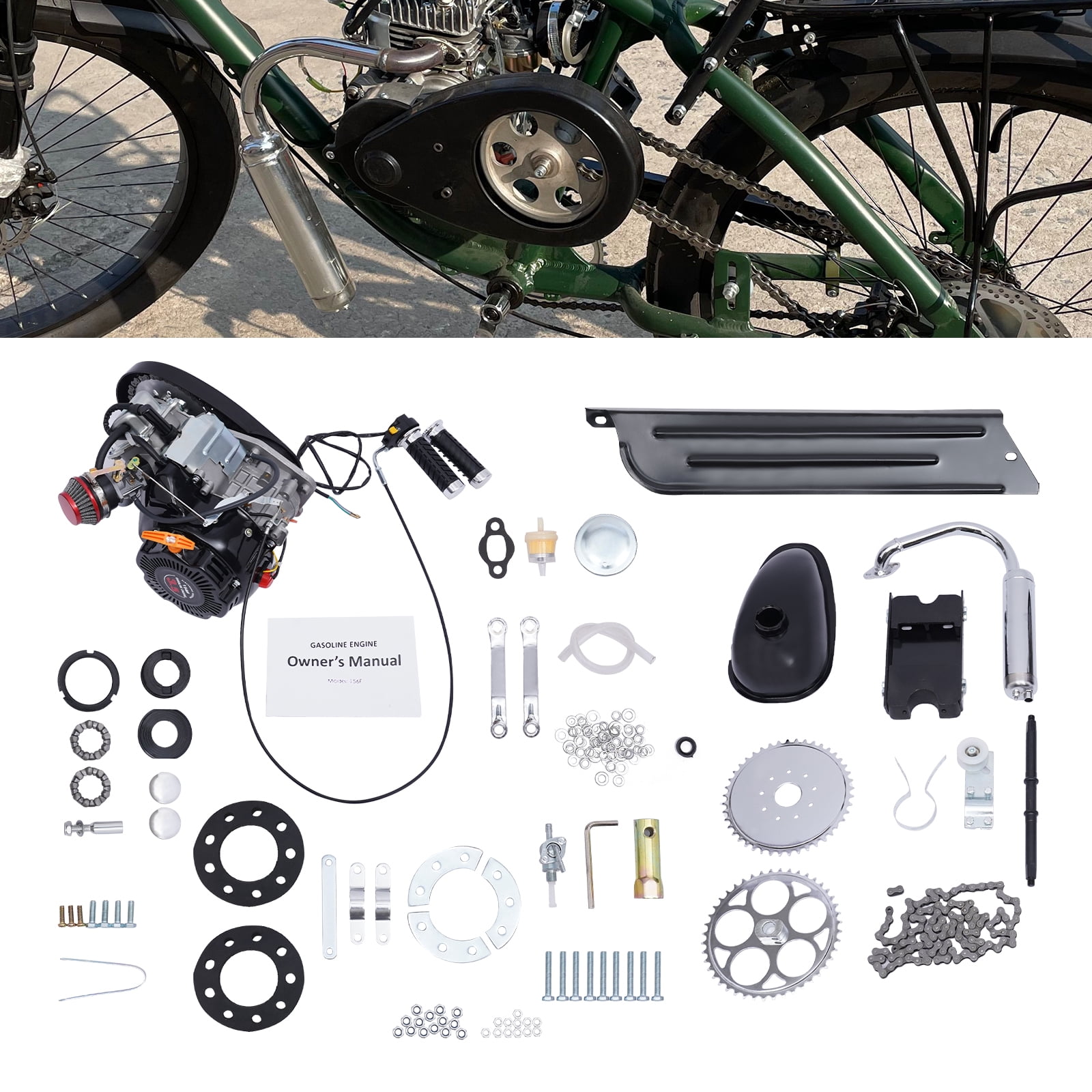 Aiqidi 100cc 4-Stroke Bicycle Engine Conversion Kit Gas Motorized Bike Motor (Silver, 44 lb) tddoa