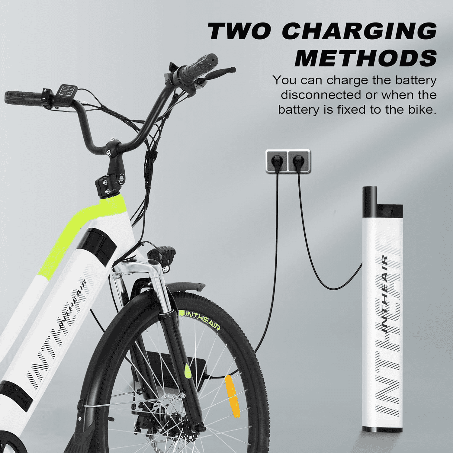 INTHEAIR Electric Commuter Bike, 500W Motor, 20 MPH Speed, UL2849 Certified (White, 26 in) 6kdr1
