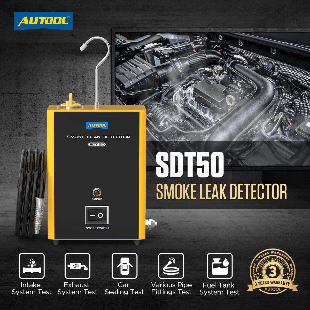 Autool Automotive Smoke Machine EVAP Leak Detector (12V, Portable Diagnostic Tool) hgnh5