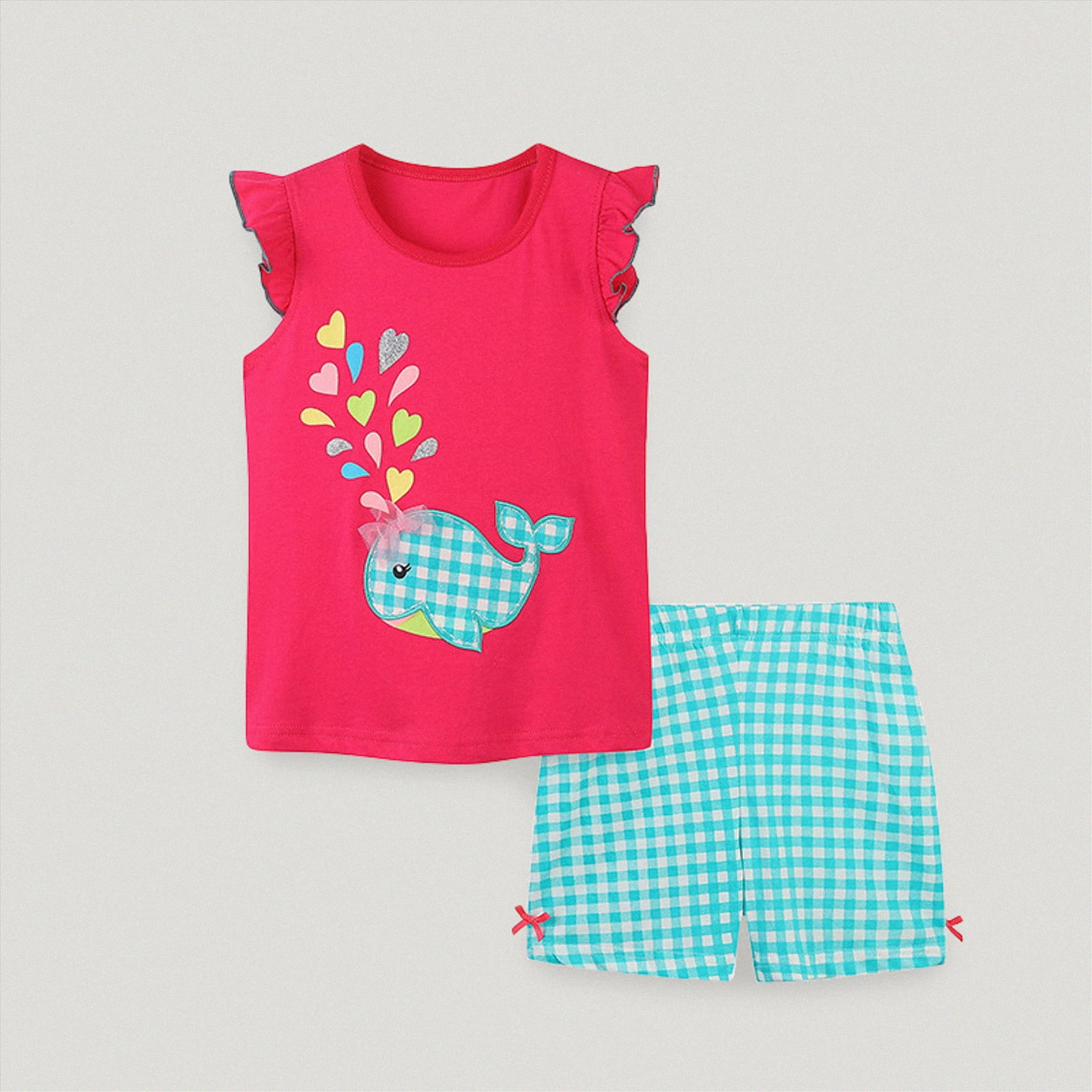 CAICJ98 Toddler Girl Summer Outfit Set Cotton Sleeveless Top and Shorts (Hot Pink, 4-5 Years) jnmz6