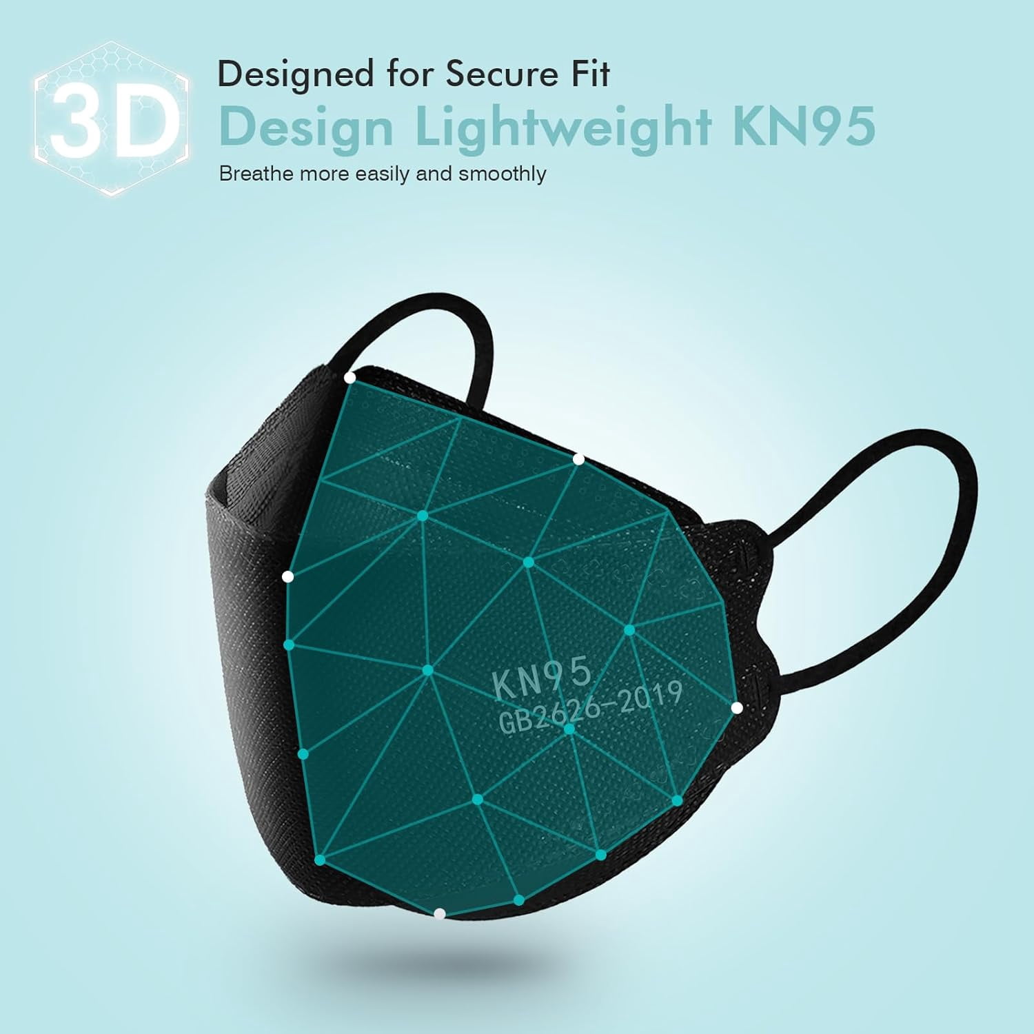 YJJSKEJI KN95 Face Masks for Adults, Breathable Protective Filtration Mask (Black, 50 Pack) ntod8