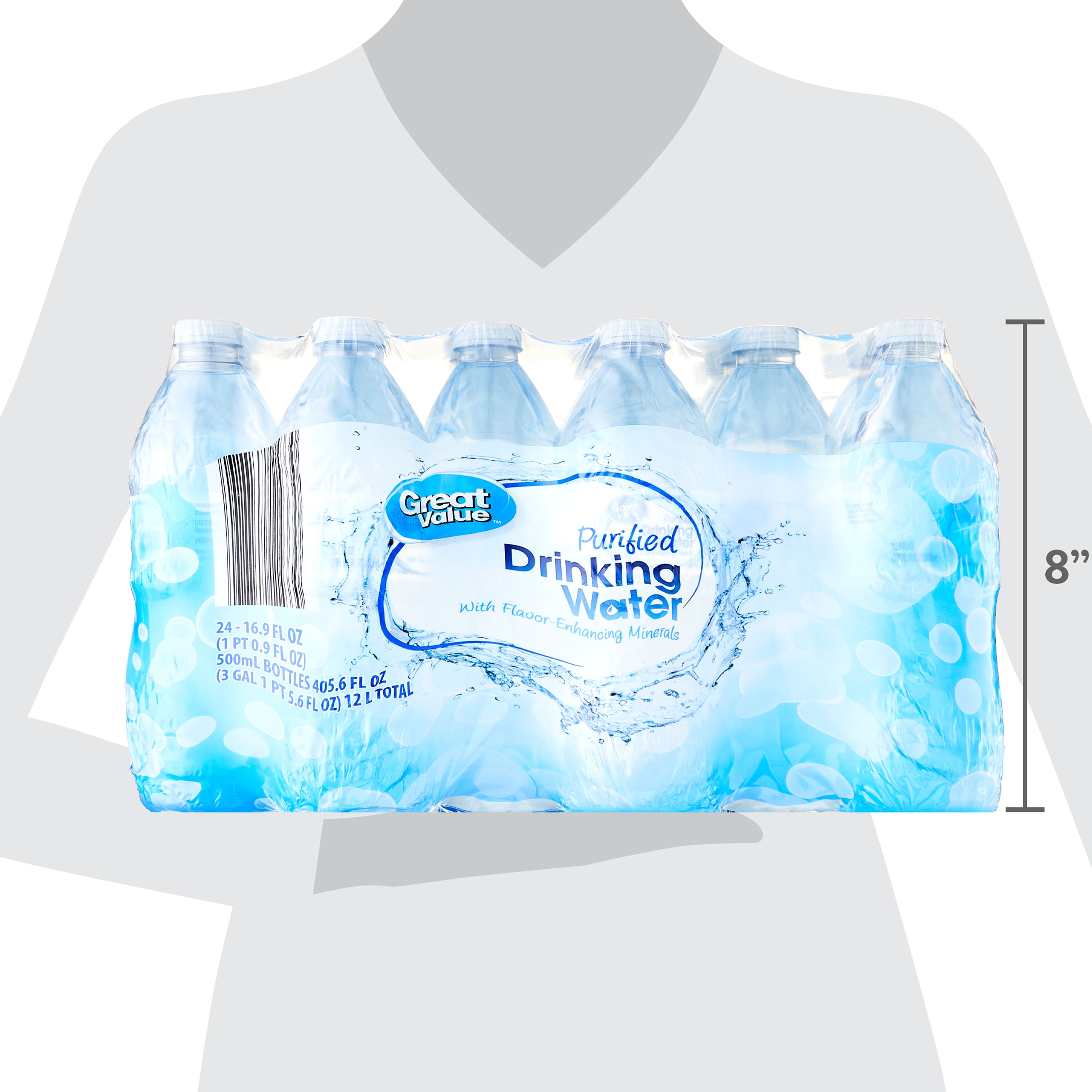 Great Value Purified Drinking Water (Clear, 16.9 fl oz, 24 Pack) tho2u