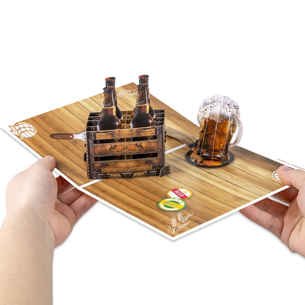 JZROCKER 3D Pop-Up Beer Greeting Card for Father's Day Birthday Anniversary (6 in x 6 in) qn8bk