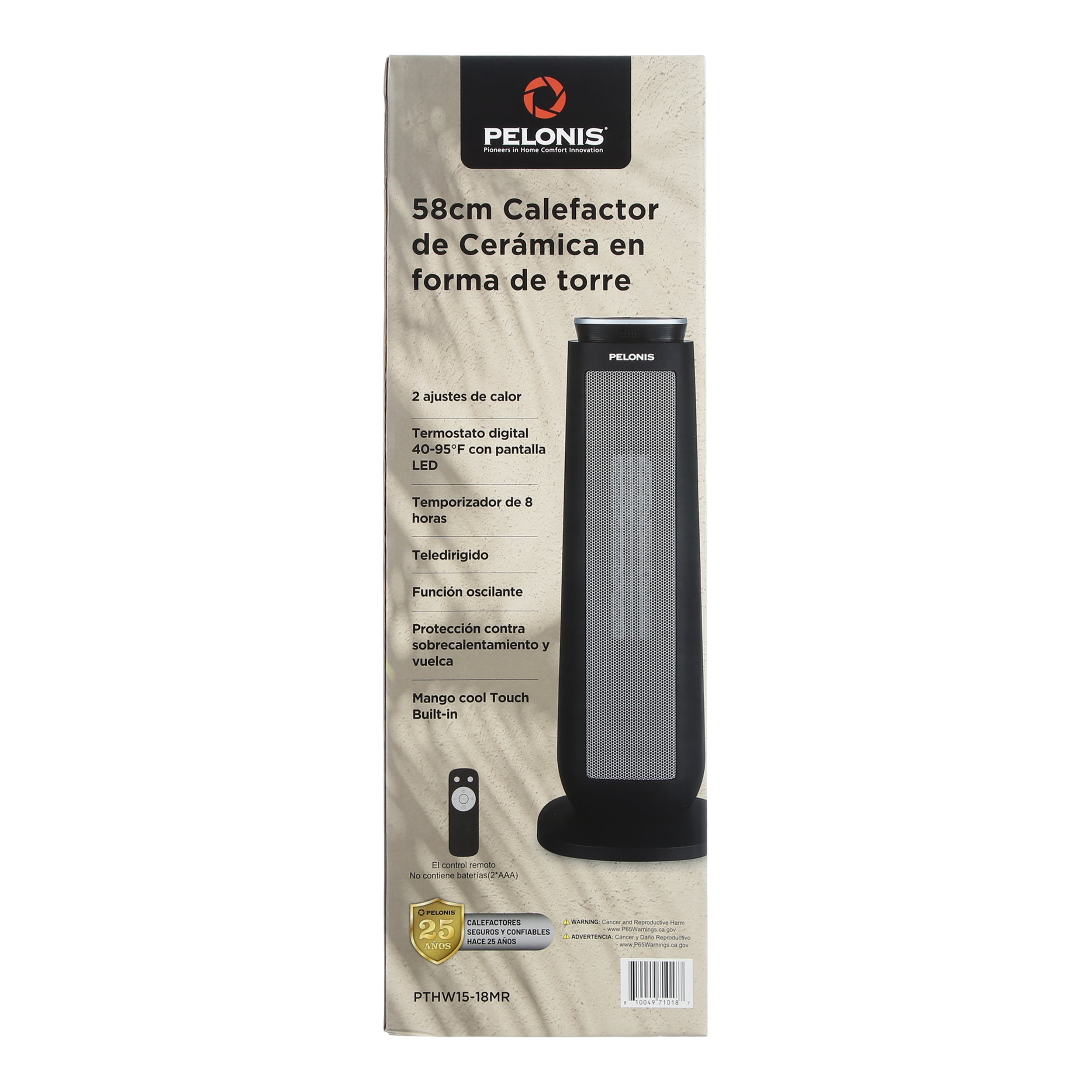 Pelonis 23 in Ceramic Tower Heater, Portable Fan-Forced Space Heater with Remote and Timer (Black, 23 in) gmcqi