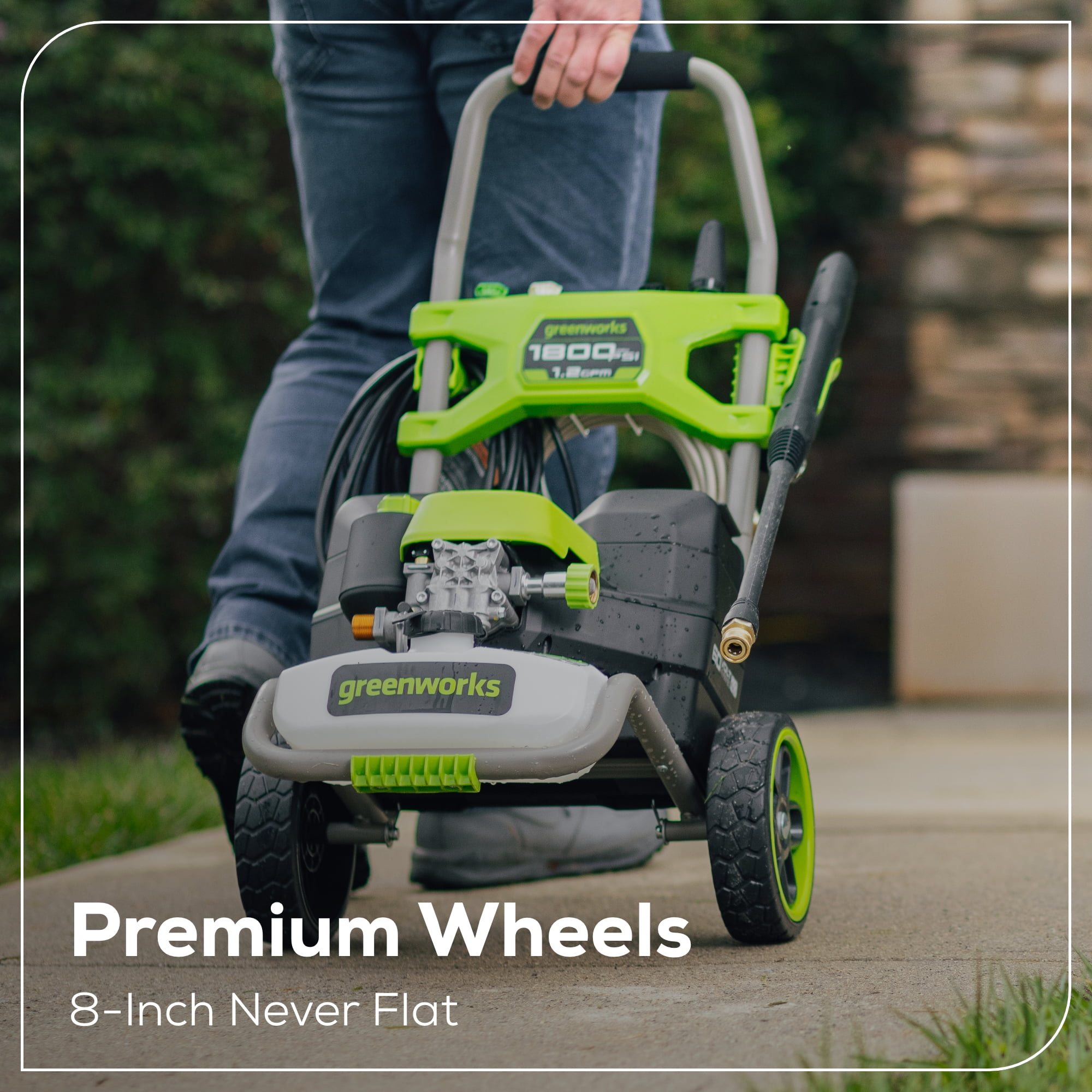 Greenworks Hybrid 60V Electric Cold Water Pressure Washer (1800 PSI, 1.2 GPM, 25 ft Hose) 1u5o1