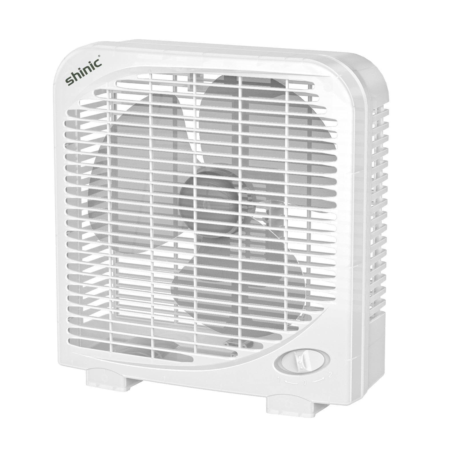 Shinic 9-inch Tabletop Box Fan, Portable Cooling Fan with 2-Speed Control (White, 9 in) 27cz3