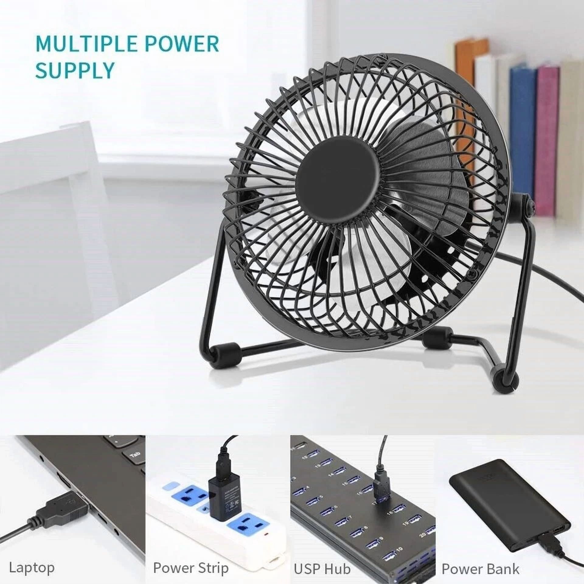 Rhea Portable USB Desk Fan Metal Personal Cooling Fan (Silver, 4 in) ycbar
