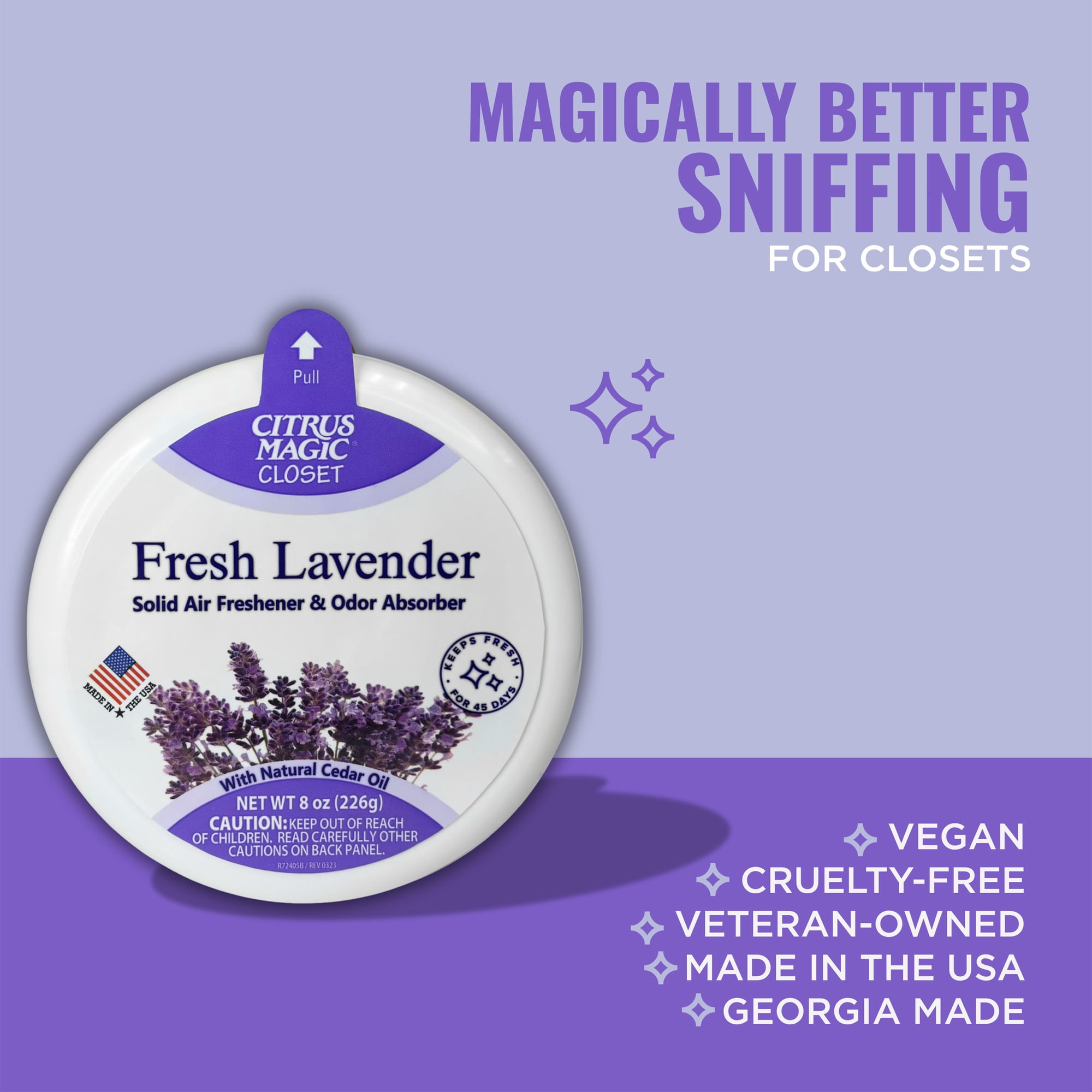 Citrus Magic Odor Absorbing Solid Air Freshener for Closets, Fresh Lavender (8 oz) er9qy