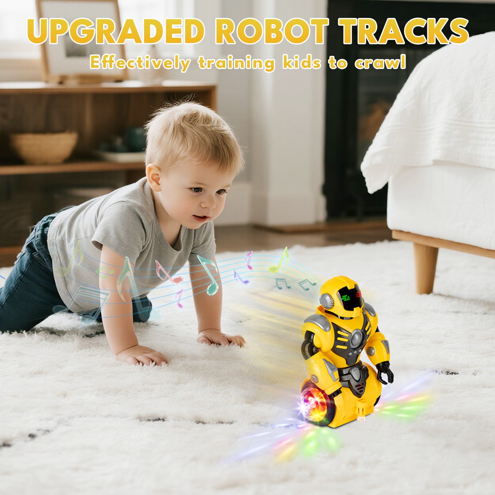 DAMMYTY Intelligent Electronic Robot Toy, Walking Dancing Spinning Interactive Playtime (Yellow, 8 in) 0gc93