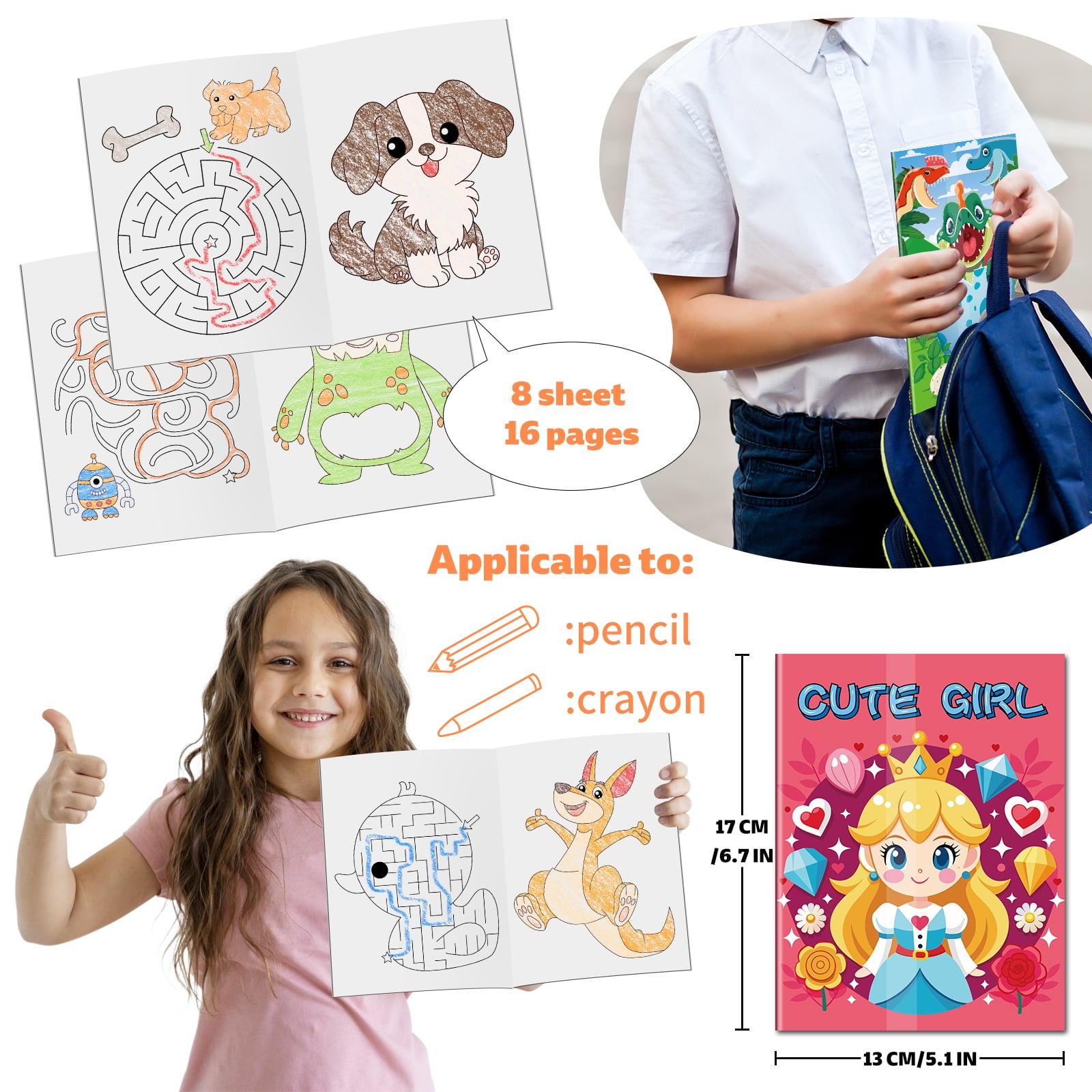 Elfew Coloring and Activity Books for Kids, Educational Mazes and Creative Art Set (20 Pack, 6.7 in x 5.1 in) sfvhh