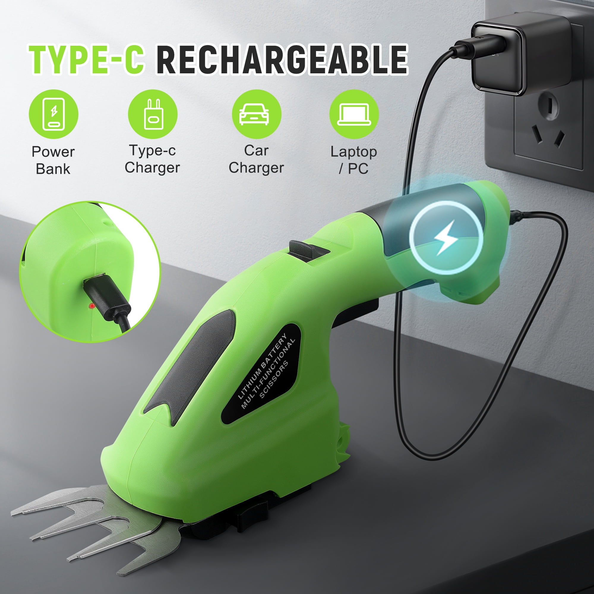 RELOIVE 2-in-1 Cordless Hedge Trimmer and Grass Shear (Green, 2.25 lb) 2umw3