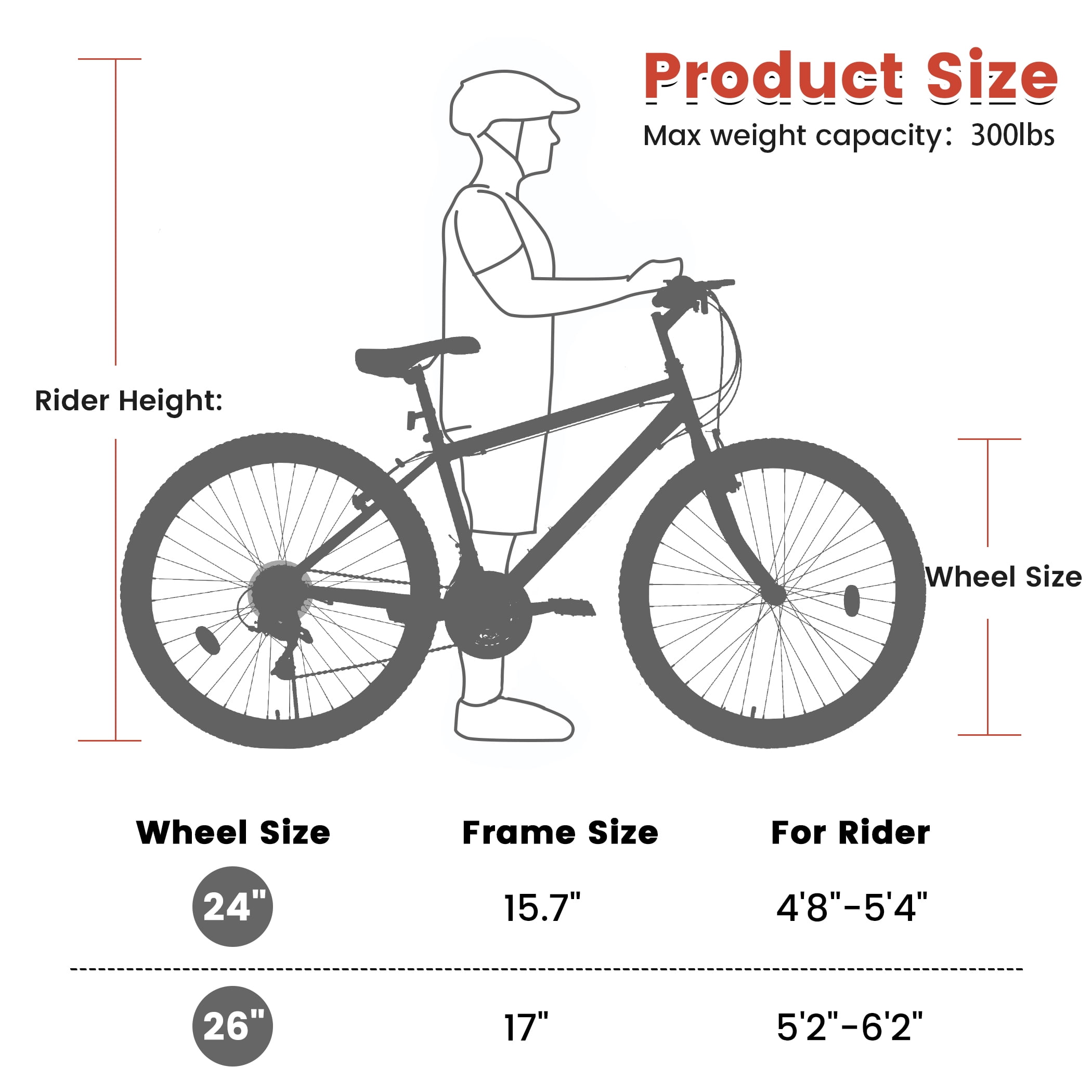 Ecarpat 24 Inch Mountain Bike, 21-Speed Steel Frame MTB with V-Brakes (Black-Red, 24 in) um1l8