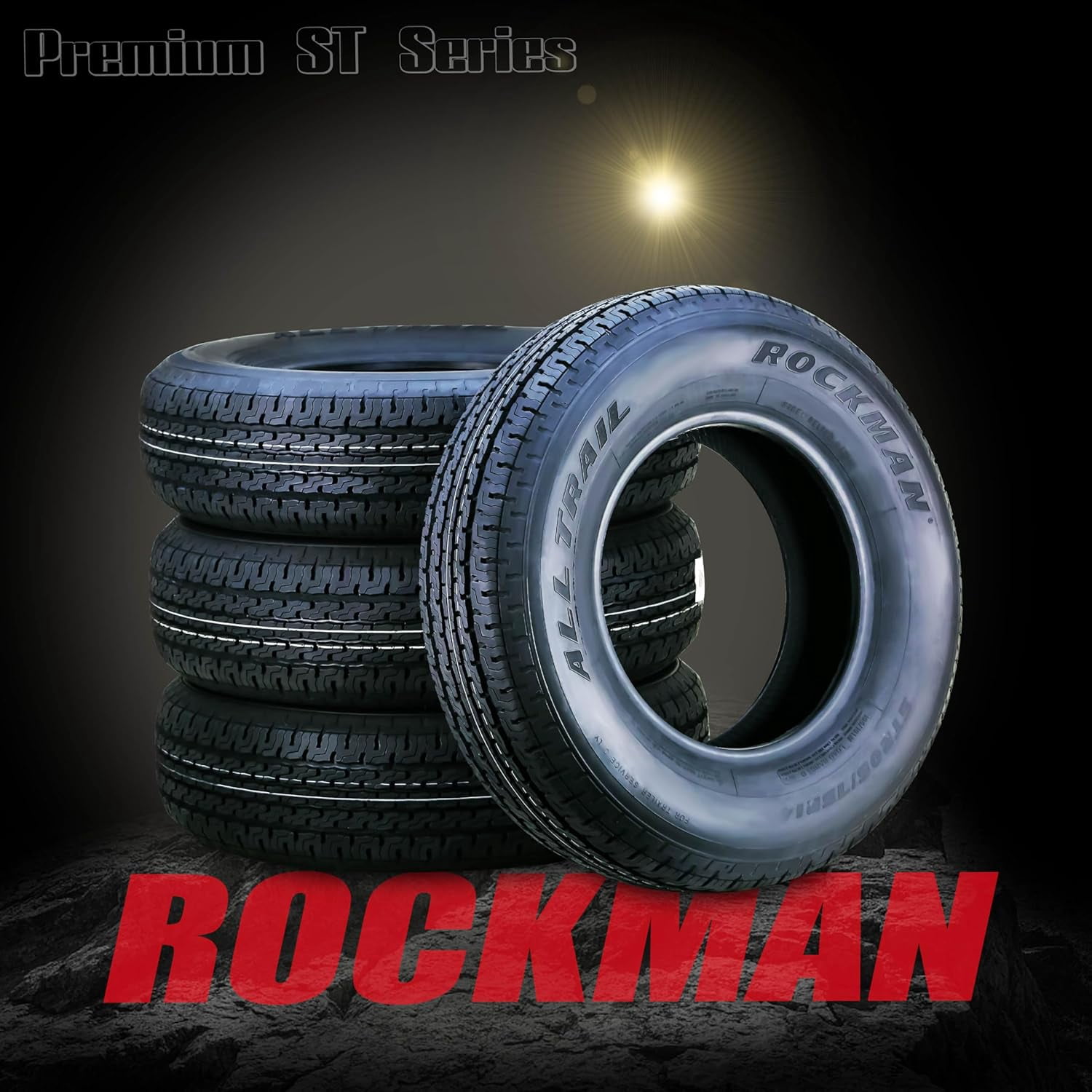 ROCKMAN ST225/75R15 Trailer Tire, 10-Ply Load Range E Steel Belted Radial (Set of 4) ot05m