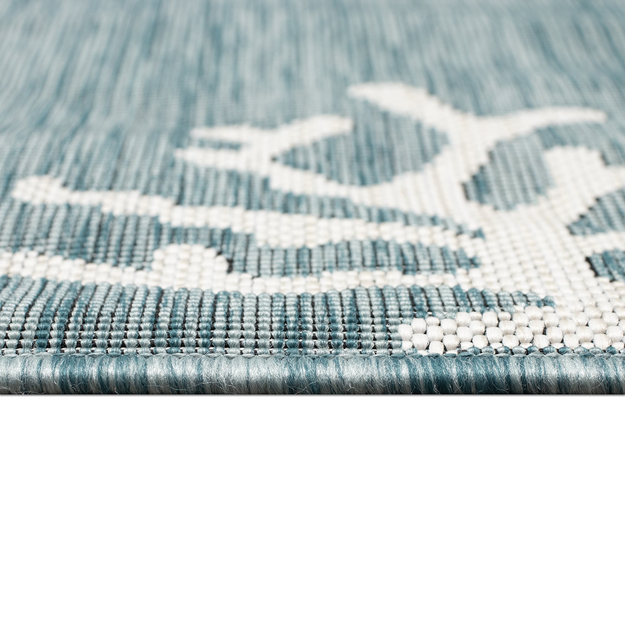 Lush Decor CARMEL Indoor/Outdoor Area Rug Transitional Coastal Border Decorative (Coral Border Aqua, 3.25 ft x 4.92 ft) s7lc5