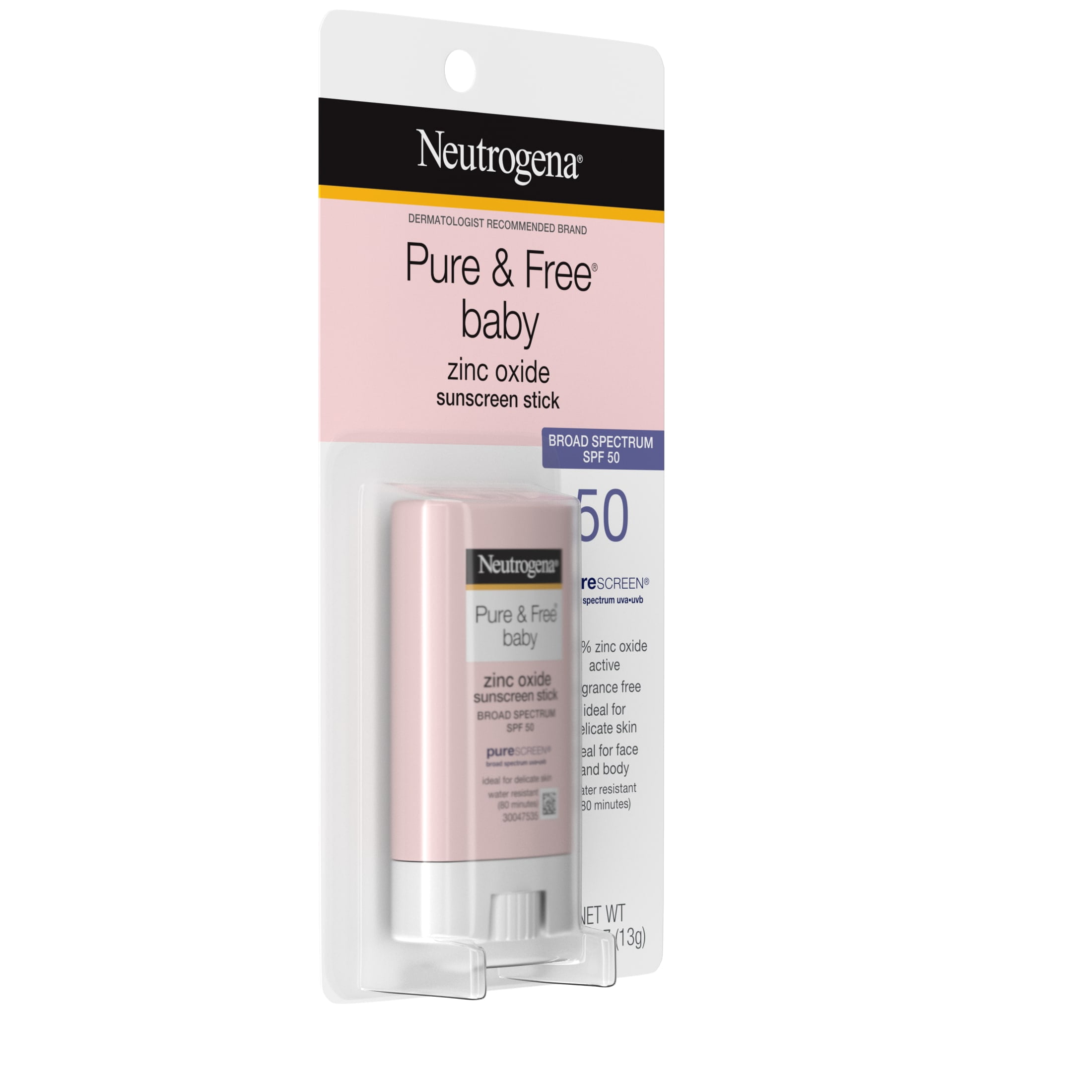 Neutrogena Pure & Free Baby Mineral Sunscreen Stick, Broad Spectrum SPF 50 (0.47 oz) o0gnv