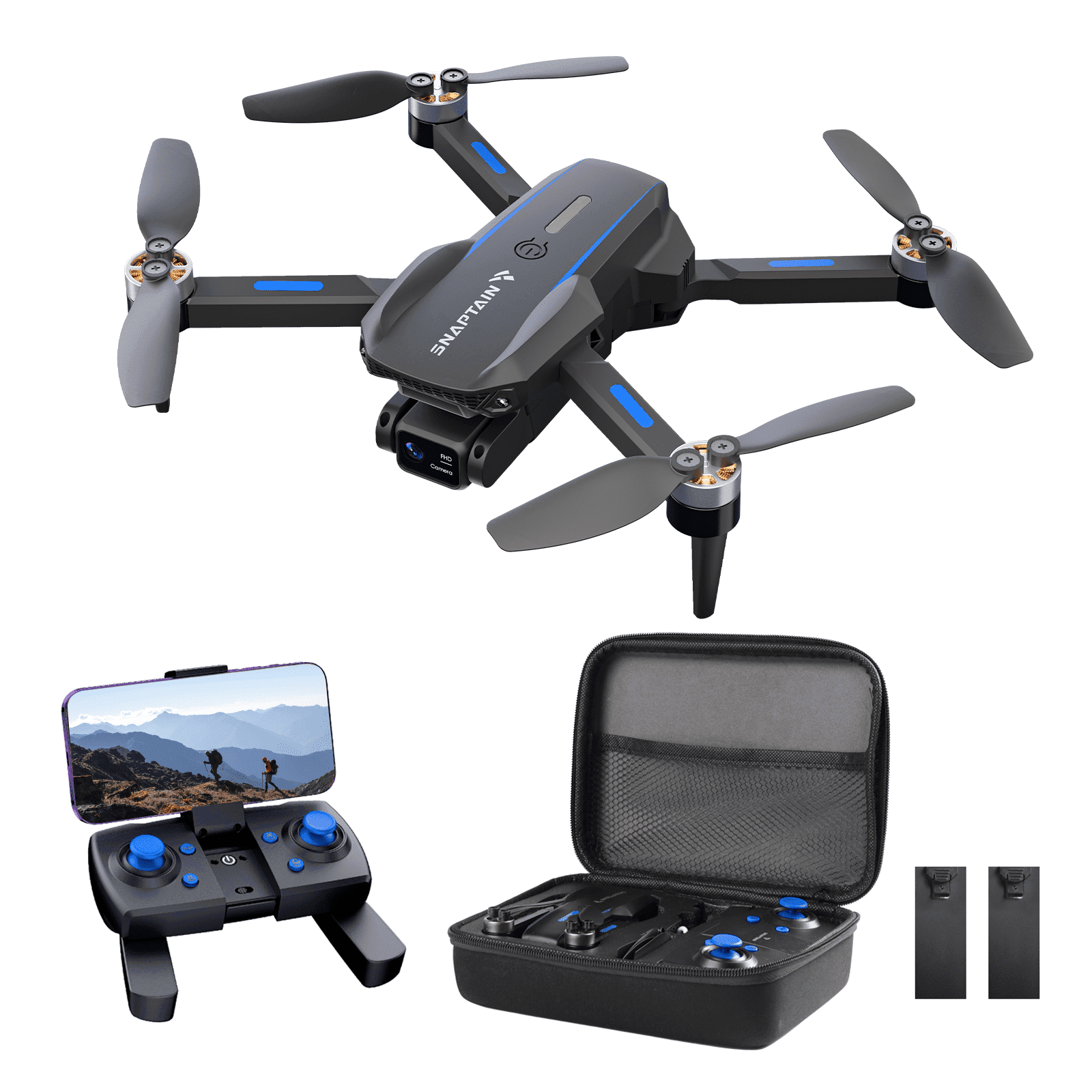 SNAPTAIN S5C WiFi FPV Drone with 720P HD Camera, Voice and Gesture Control, RC Quadcopter for Beginners (Black, 13.4 x 13.4 x 3.7 in) 469i8