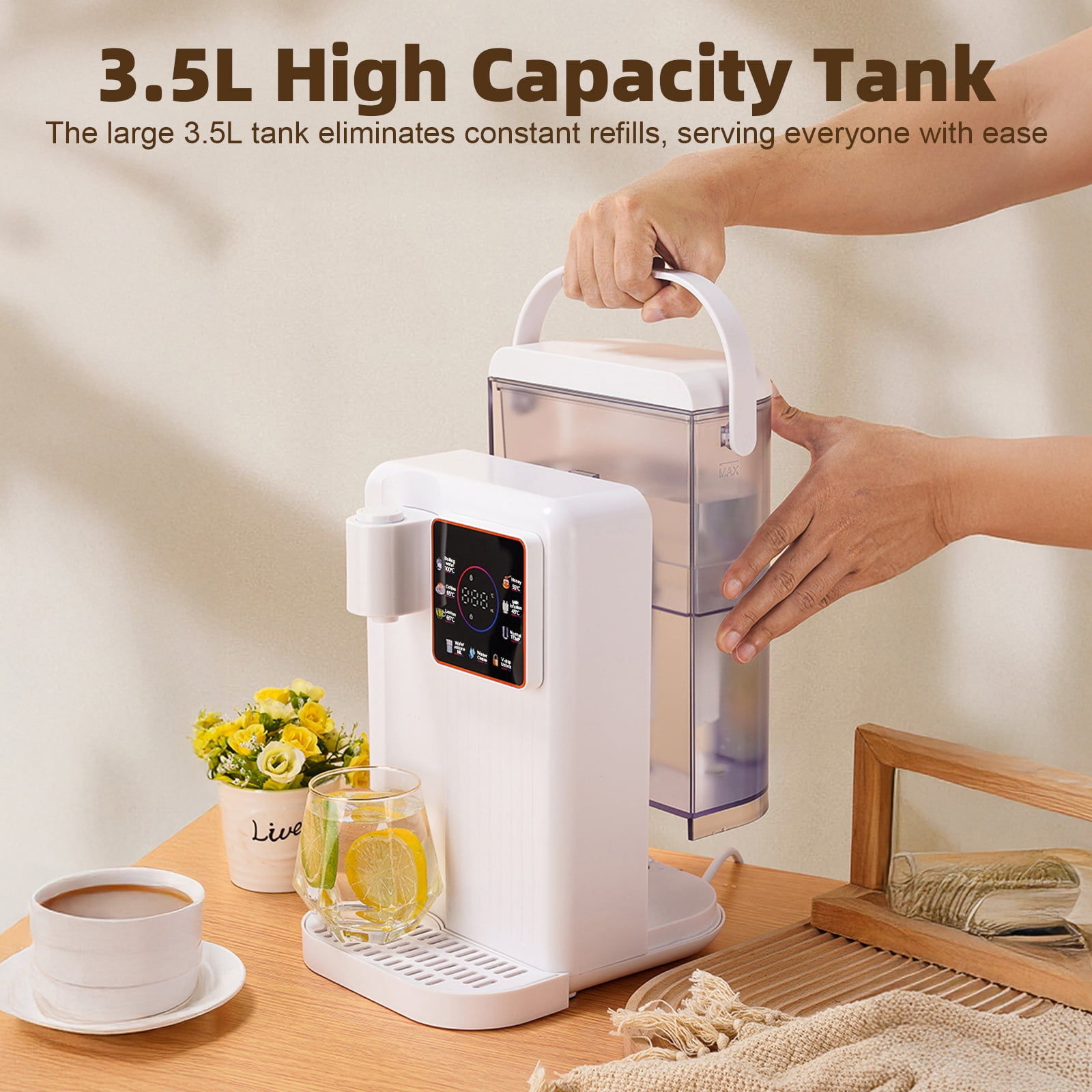 YILIFEIDA Instant Hot Water Dispenser, Countertop Boiling Water Station with Adjustable Temperature & Volume (White, 119 fl oz) 16g8h