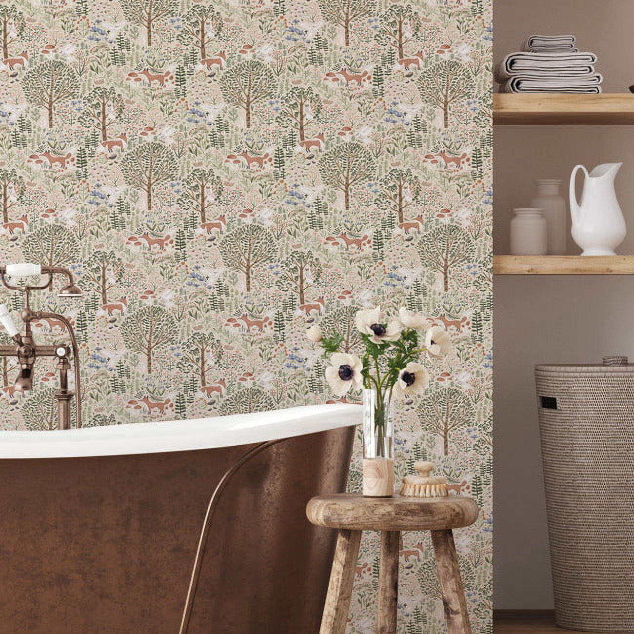 RoomMates Clara Jean Folklore Forest Peel & Stick Wallpaper (Brown, 17 in x 16.5 ft) qyeto