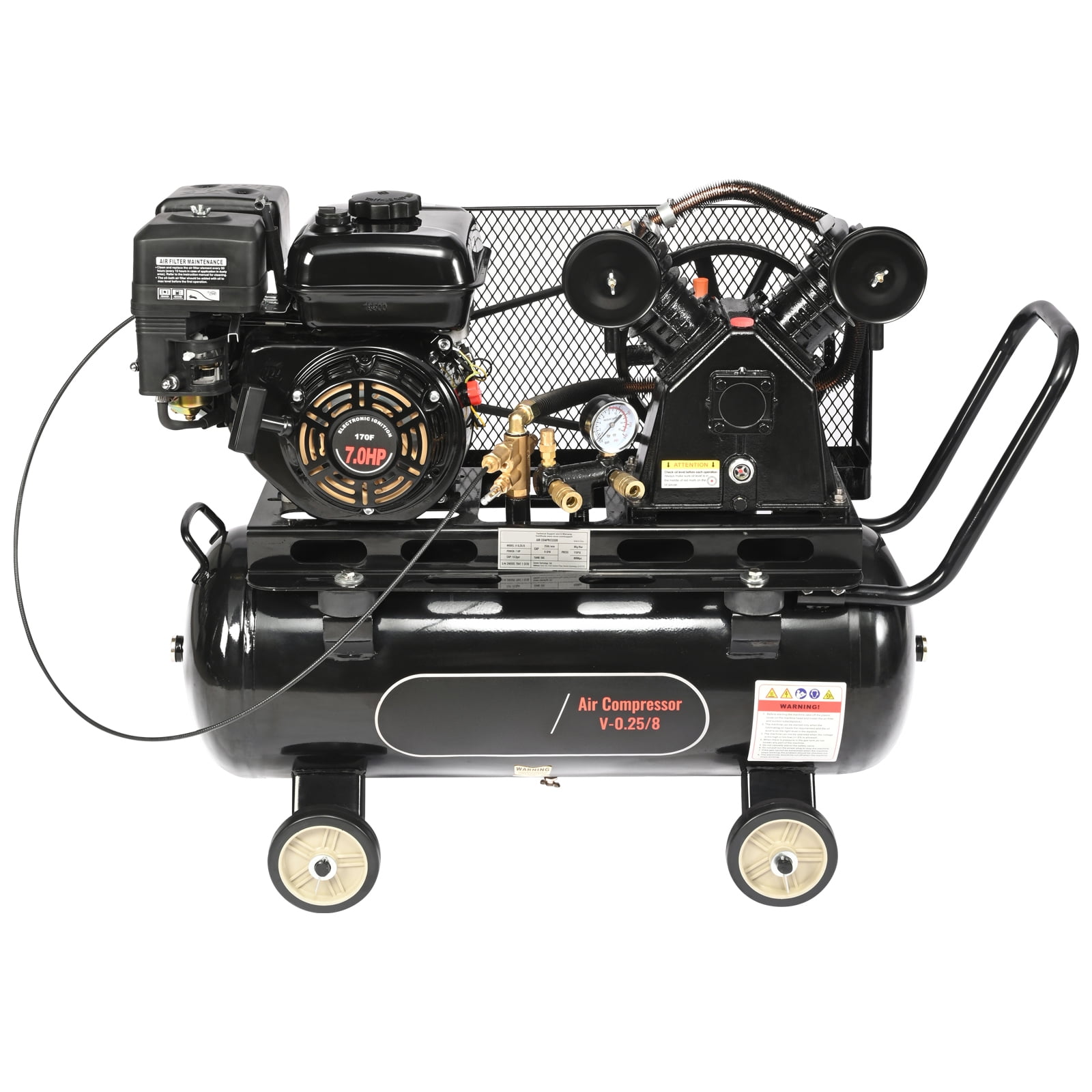 KFFKFF Gas Air Compressor, 7HP Engine, 13.2 Gallon Horizontal Tank, 9CFM at 115PSI (Black, 13.2 Gallon) zxcp2