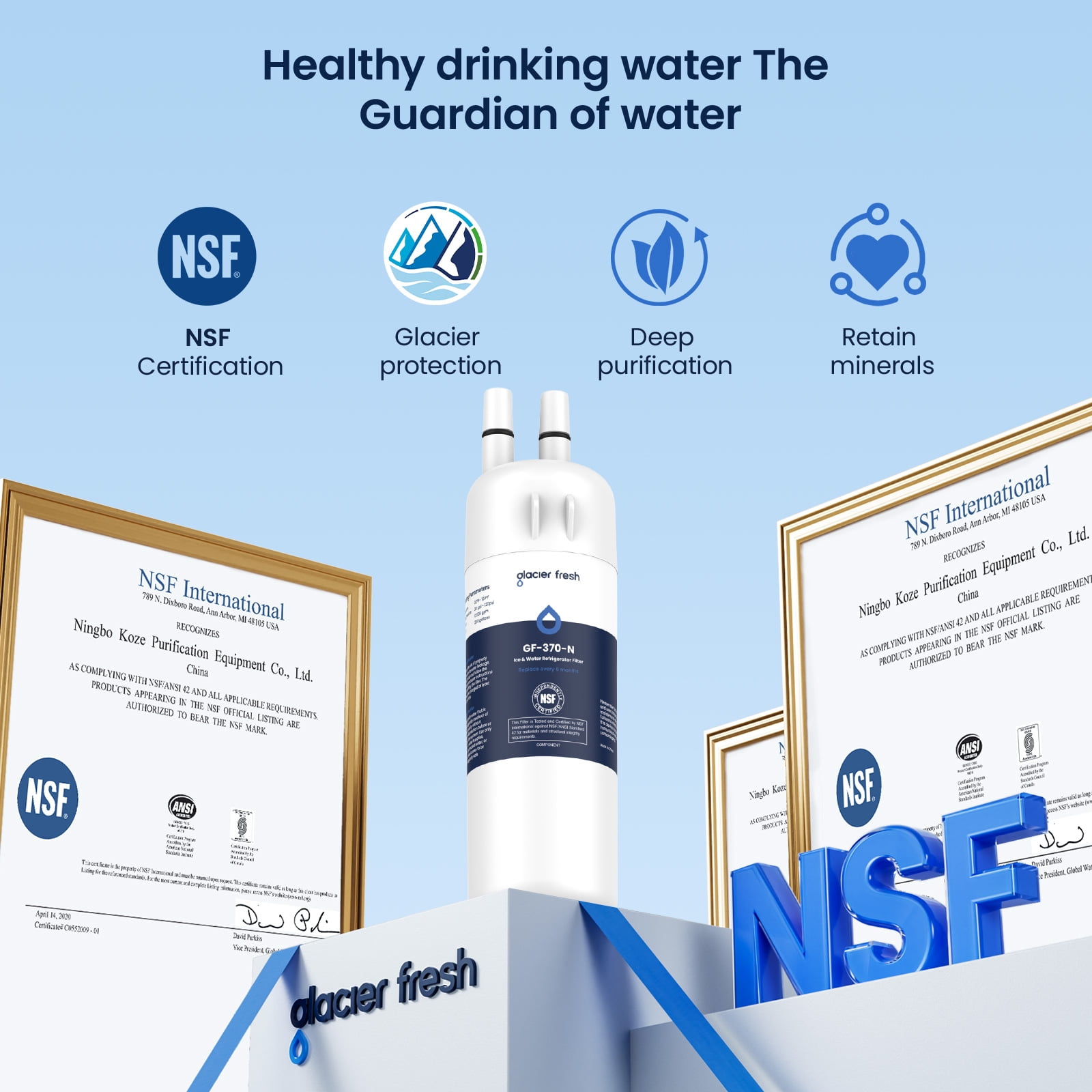 Glacier Fresh Refrigerator Water Filter Replacement for EDR1RXD1 and W10295370A (2 Pack) ko389