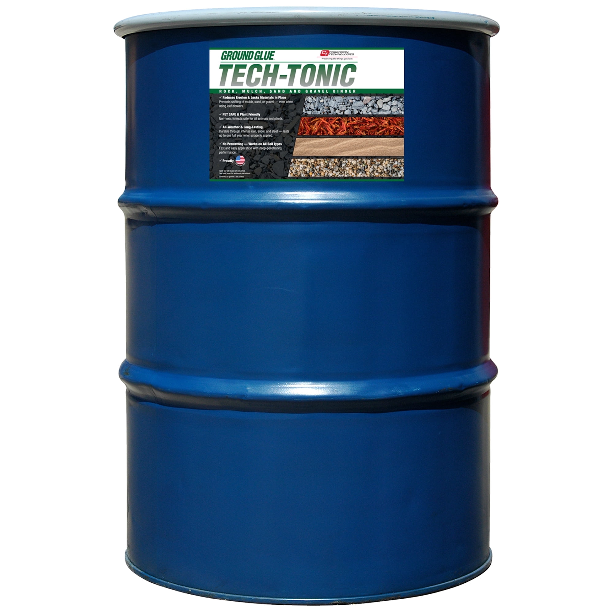 Ground Glue Tech-Tonic Landscape Adhesive for Rock, Mulch, and Sand, Weatherproof Stabilizer for Trails and Slopes (55 Gallon) ne1ld