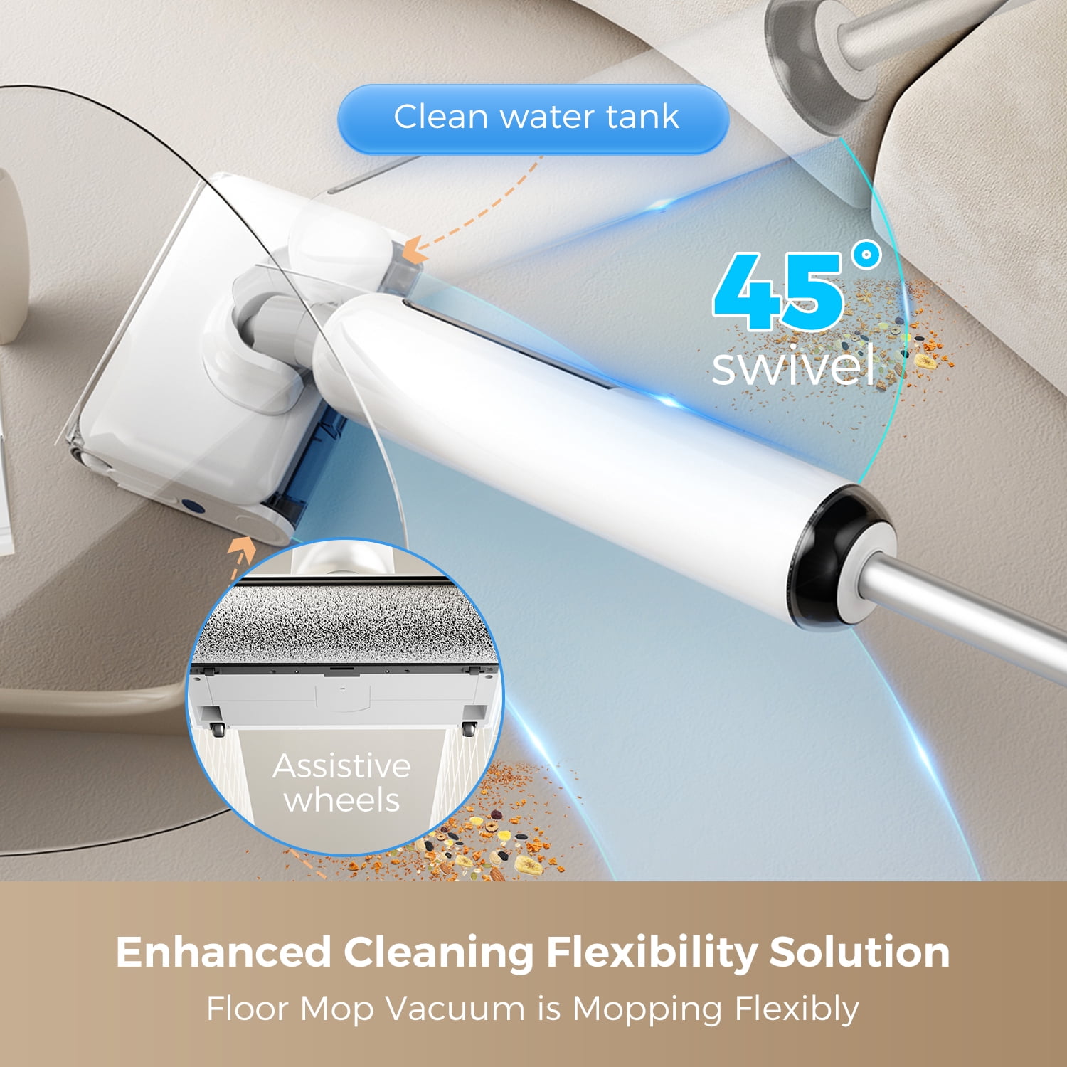 HABIUBIU Cordless Wet Dry Vacuum and Mop for Hardwood and Carpet (Self-Cleaning, 45 Min Runtime) rwdea