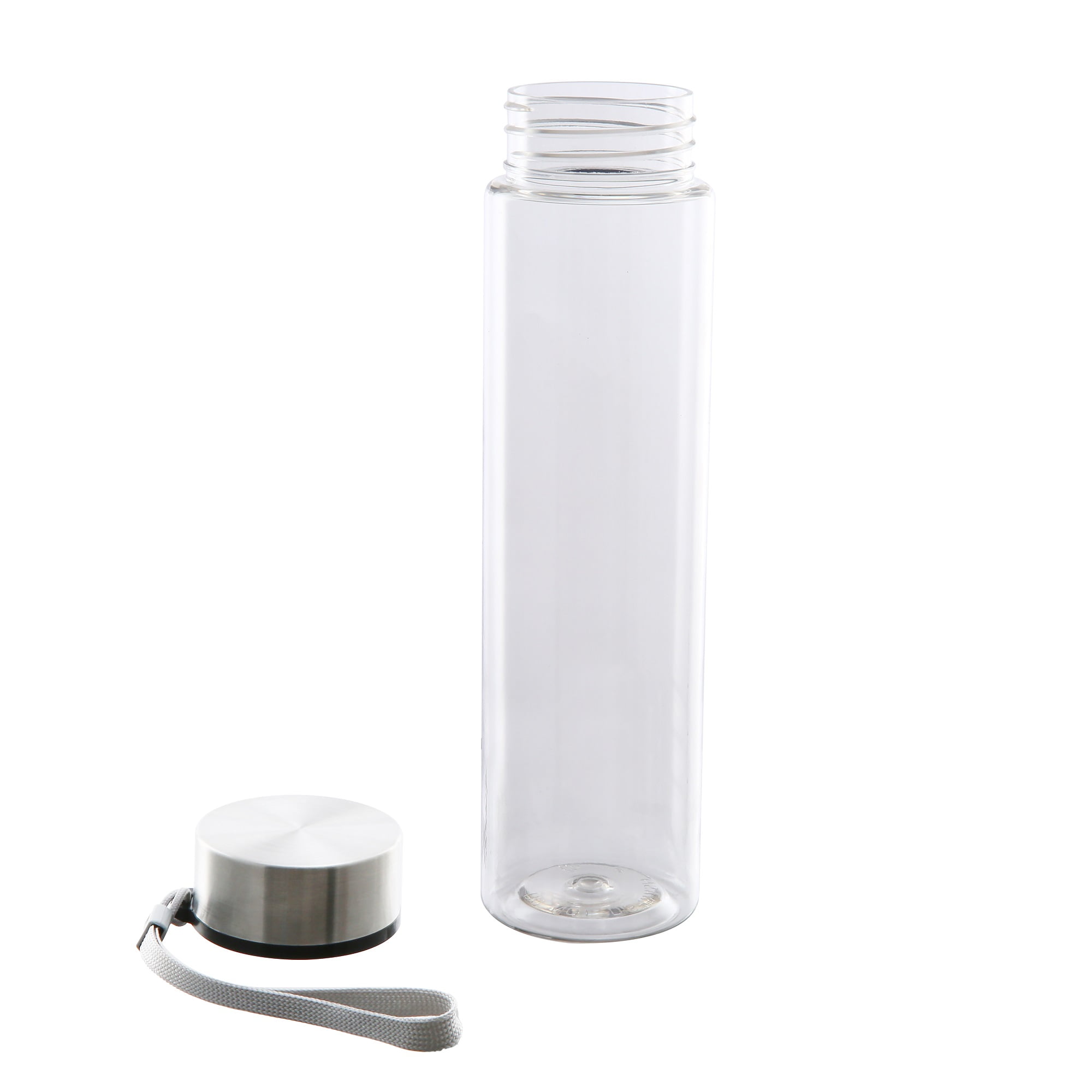 Mainstays Durable Plastic Water Container with Stainless Steel Screw Cap and Carry Strap (Clear, 18 oz) fgjok